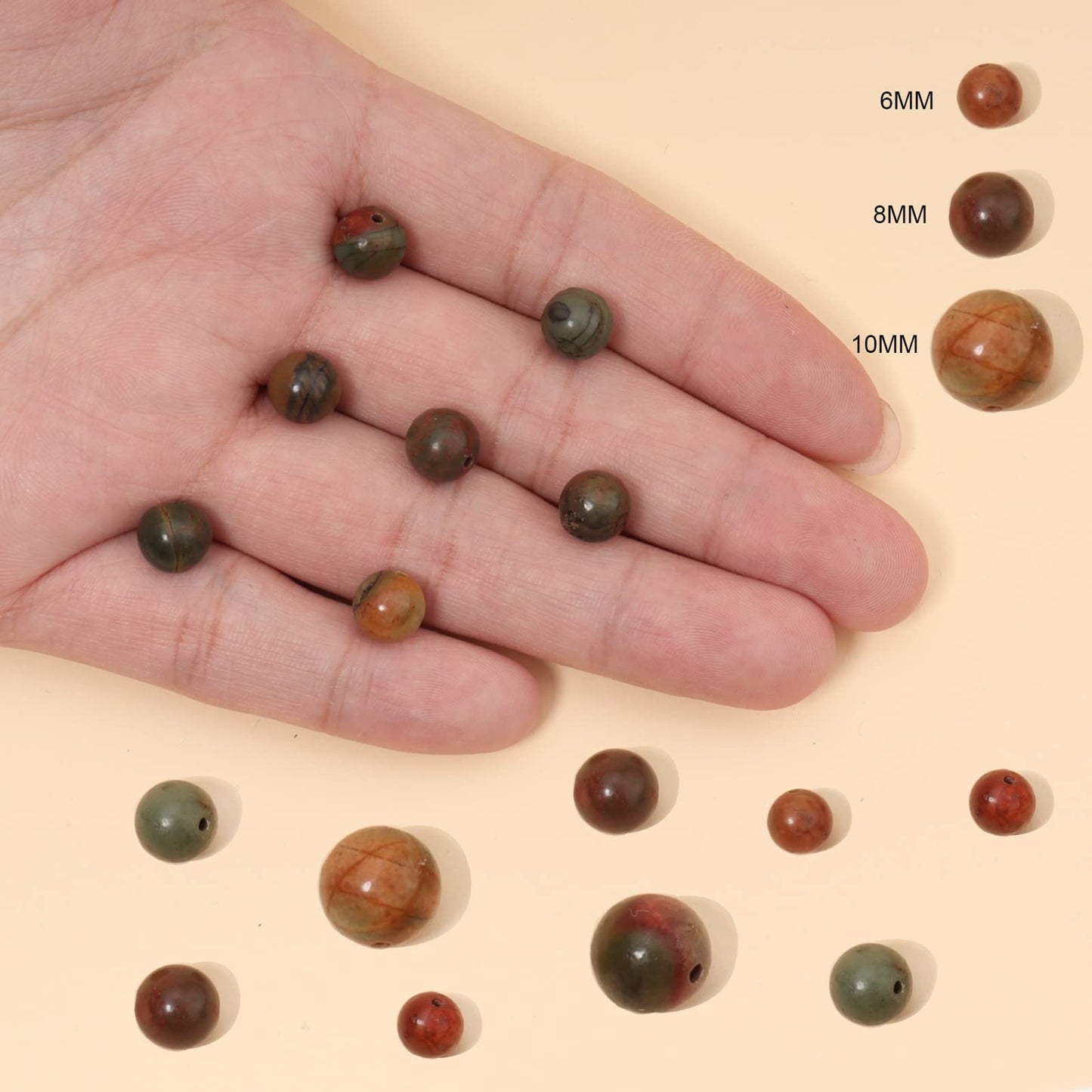 45pcs 8mm Natural Stone Beads Picasso Jasper Beads Energy Crystal Healing Power Gemstone for Jewelry Making, DIY Bracelet Necklace