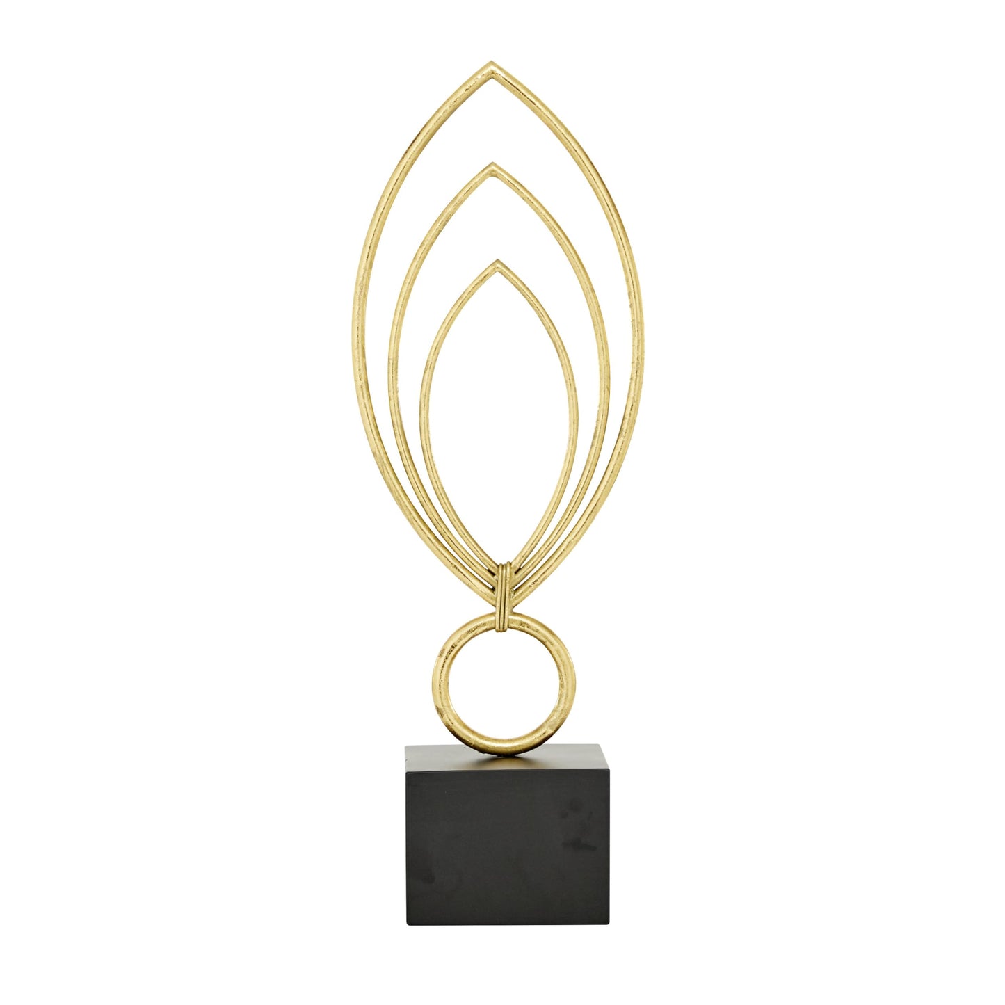 CosmoLiving by Cosmopolitan Metal Abstract Decorative Sculpture Home Decor Statue with Black Base, Accent Figurine 8" x 4" x 24", Gold