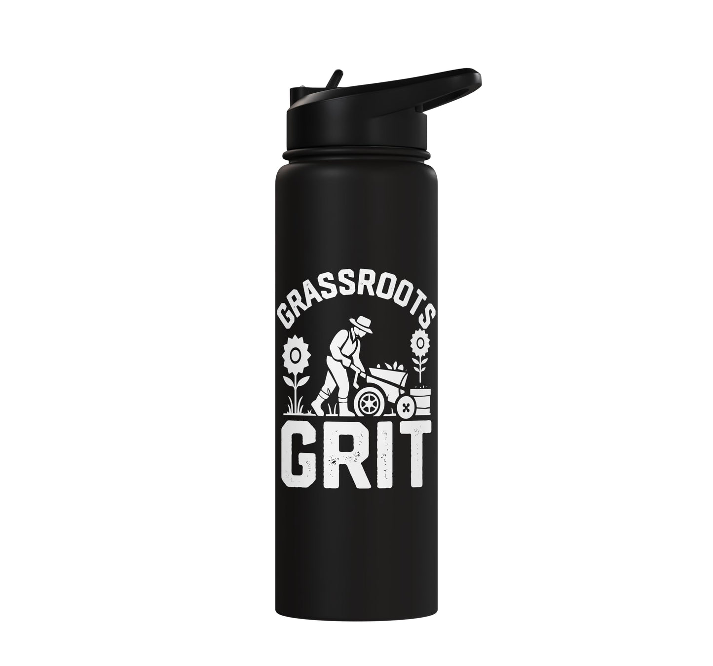Farming Grassroots Grit Farmer With Wheelbarrow Stainless Steel Insulated Water Bottle