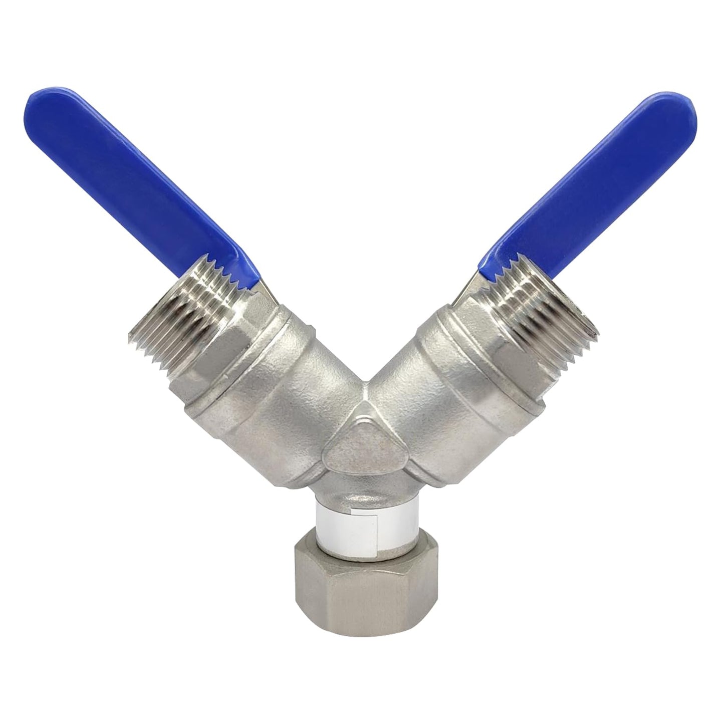 BesNPT Garden Hose Splitter 2 Way Heavy Duty Valve, 304 Stainless Steel 3/4" GHT Thread Full Flow Y Valve with Long Handle