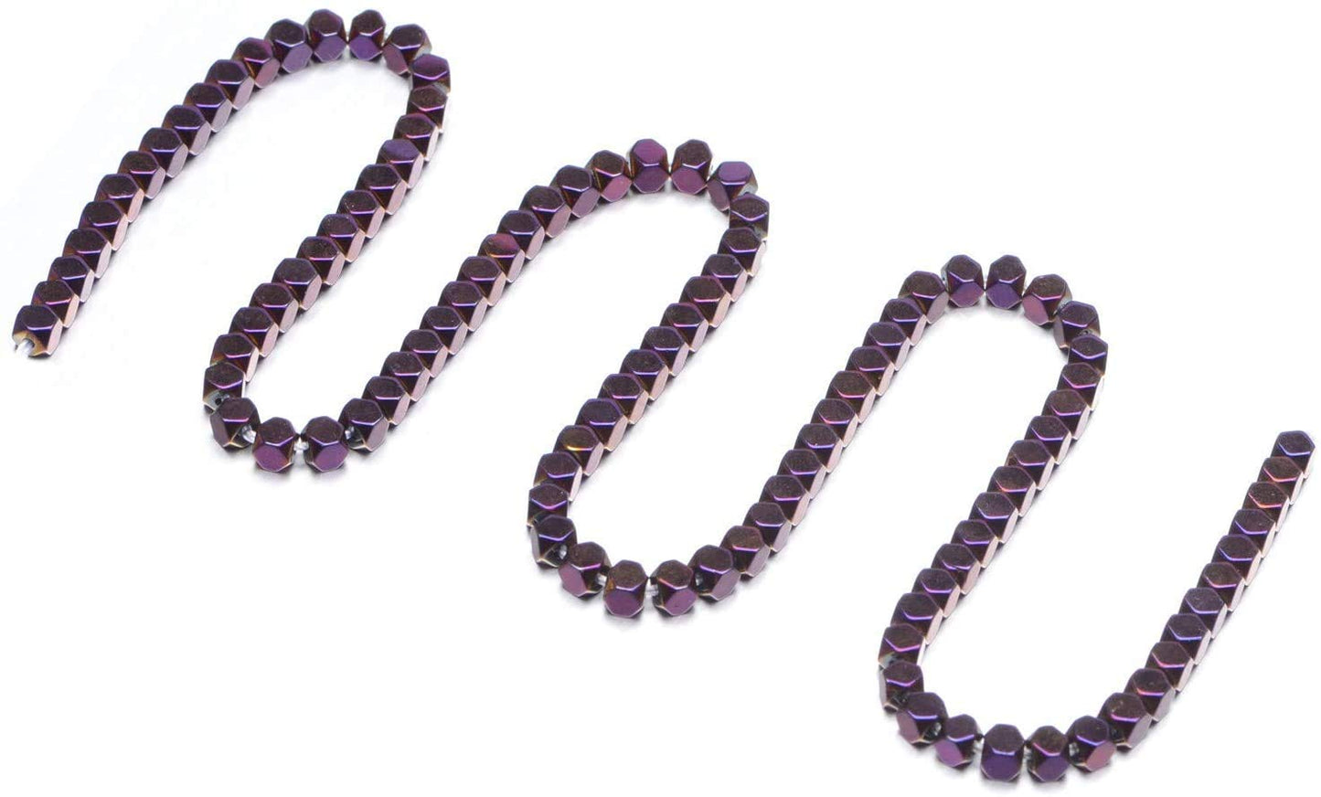 AD Beads Natural Hematite Gemstone Faceted Square Cube Loose Beads 16" (6x6mm, Metallic Purple)