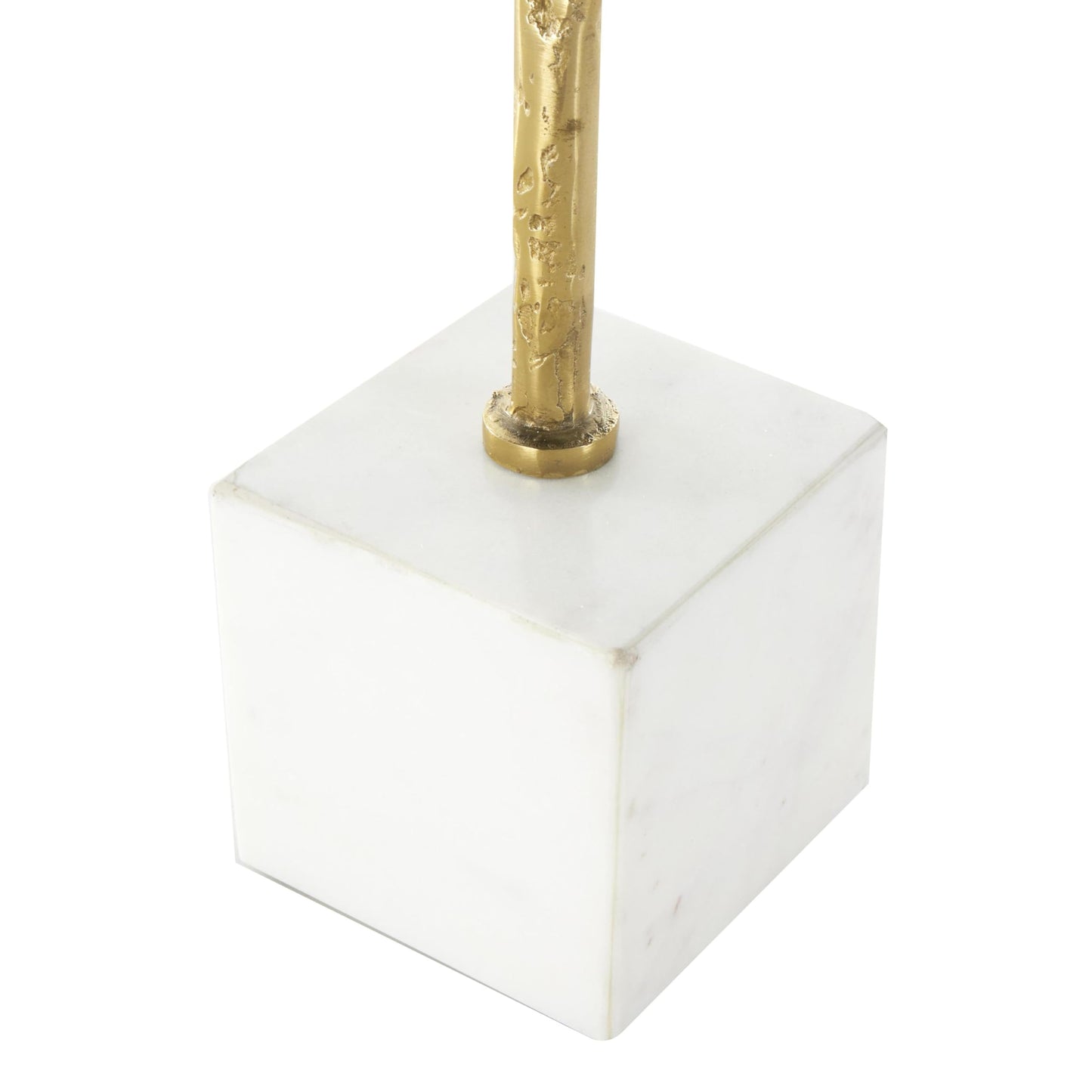 Deco 79 Aluminum Metal Leaf Decorative Sculpture Tall Textured Cutout Home Decor Statue with White Marble Base, Accent Figurine 7" x 4" x 35", Gold