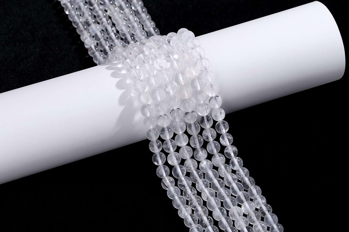 LAIDANLA Clear Quartz 8mm Natural Stone Beads Round Loose Gemstone Stone Beads for DIY Bracelet Necklace Earrings Jewelry Making Polishing Genuine Real Beading Crystal 96PCS 2 Strand 32"