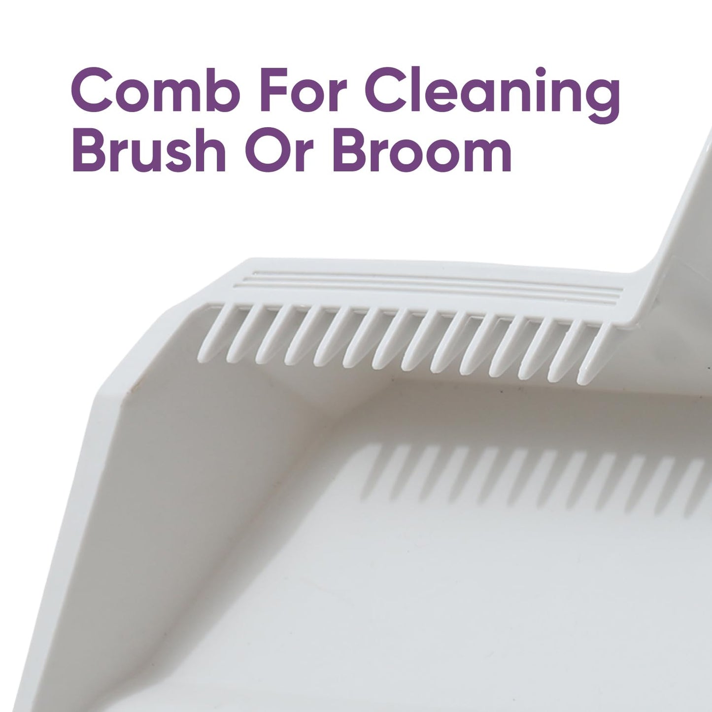 Superio Wide Plastic Dustpan with Comb - 16" Wide, Rubber Lip, Broom Handle Clip, White