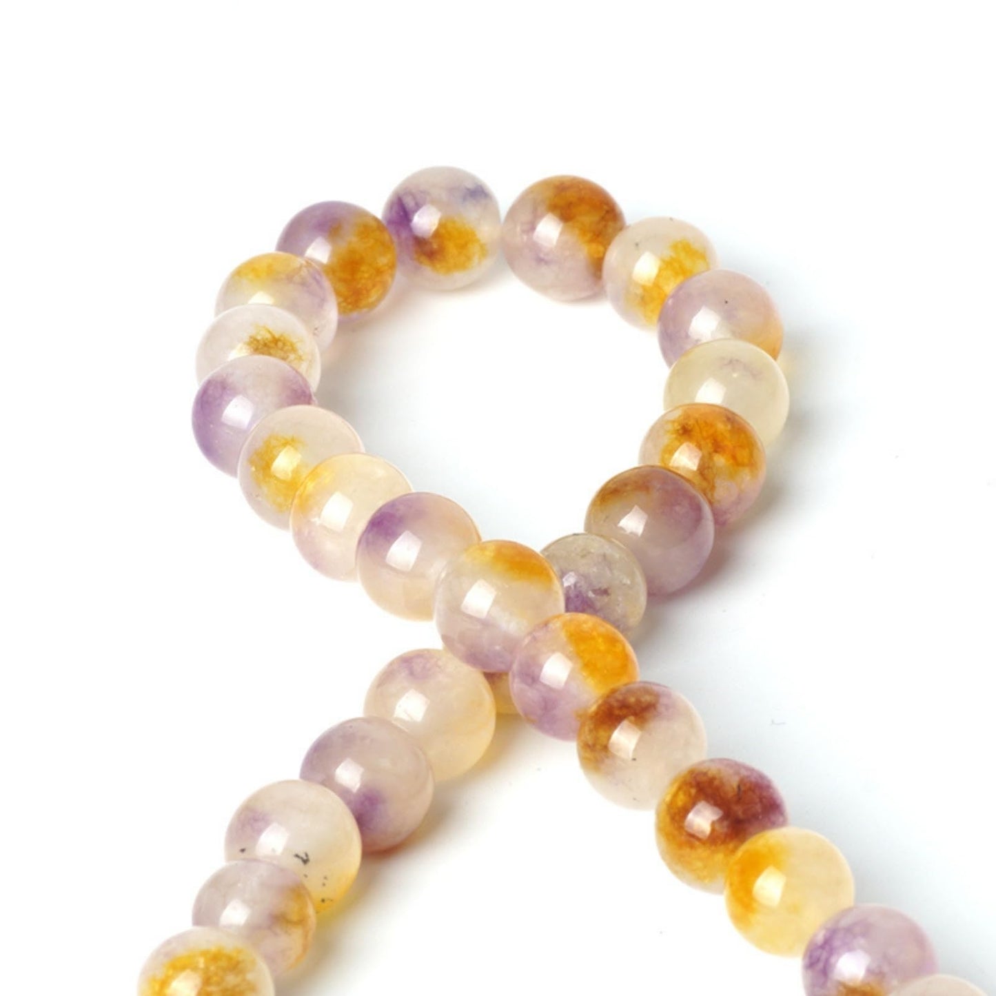 100Pcs Natural Stone Beads 6mm Puple Yellow Jasper Round Loose Gemstone Energy Healing Beads Hole Size 1mm DIY Smooth Beads for Bracelet Necklace Earrings Jewelry Making