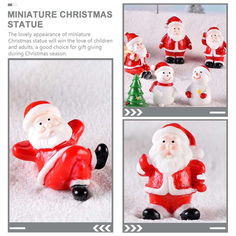 LOGOFUN 20PCS Mini Santa Claus Figurines Miniature Christmas Figurines Mini Resin Santa Claus Decorations for Xmas Party Supplies - Ramdon Style
