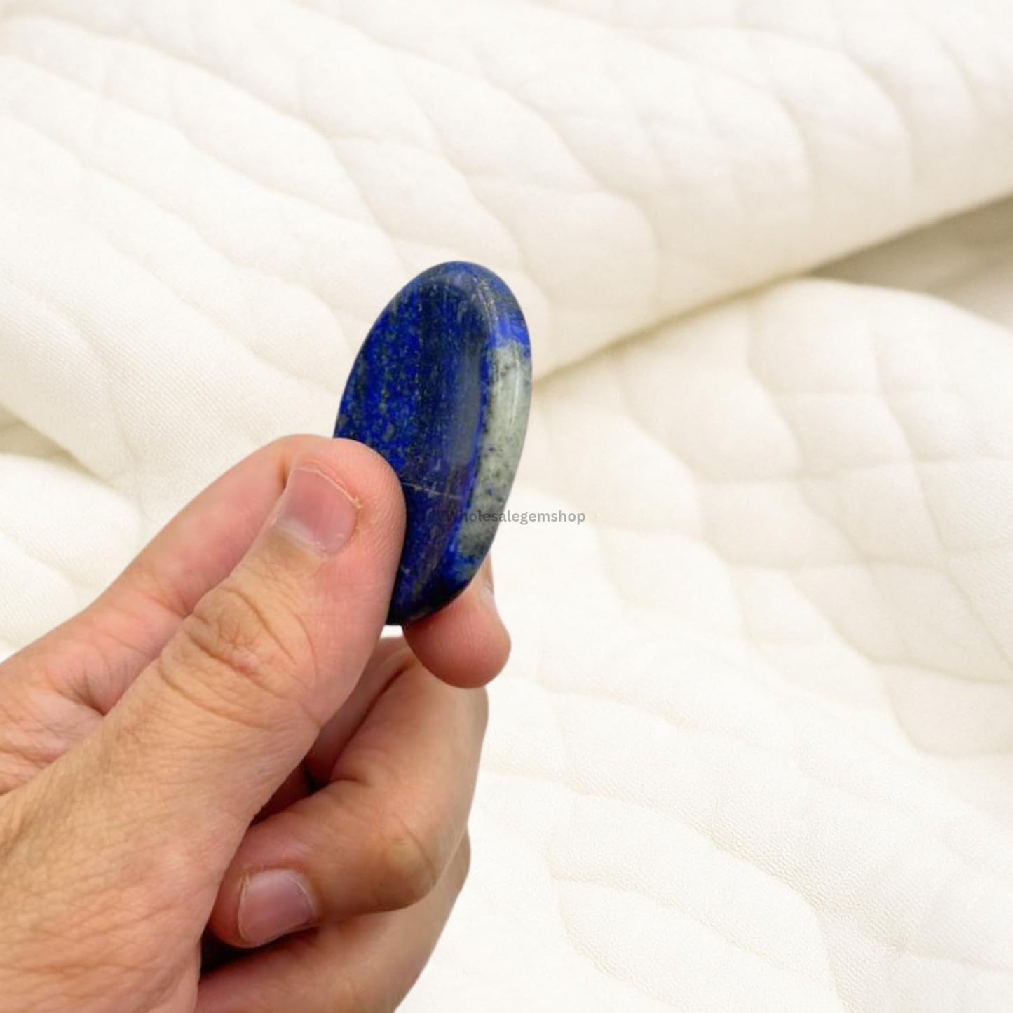 Wholesalegemshop Lapis Lazuli Thumb Worry Stones Metaphysical Gemstone Crystal Healing Reiki Men Women Gift FENG Shui Positive Energy Love Wellness Palm Stones Wicca Powerful