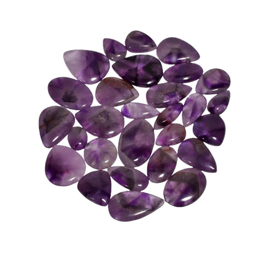 Natural 5, 4 & 3 Pcs Gemstones Cabochons Lot (15–30 MM), Multi Shape Stones for Jewelry Making Supplies Healing Crystals Gems Loose Gemstones (Star amethyst, 5pcs)