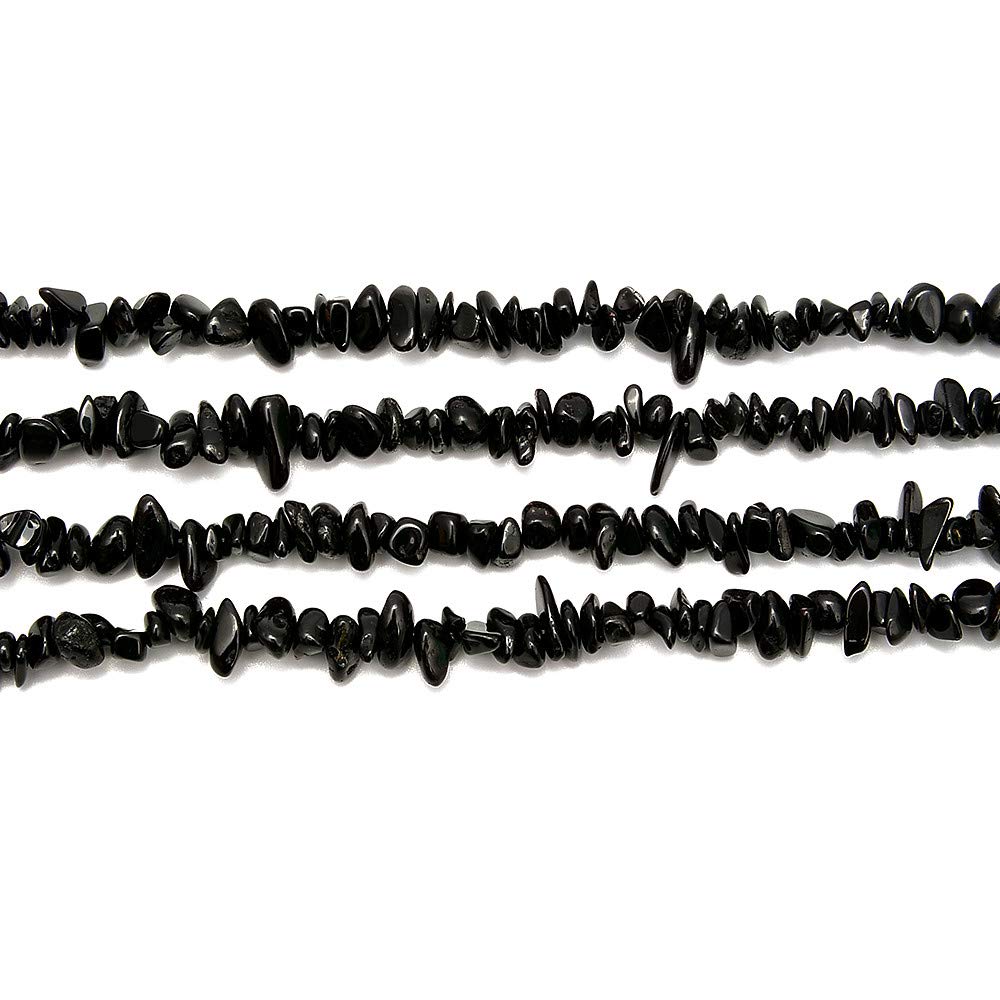 PLTbeads Gemstone Chips Natural Black Tourmaline 3-5mm Healing Crystals Waist Bracelets Necklace Kit Irregular Stone DIY Crafts Design Jewelry Making Approxi 32 inch