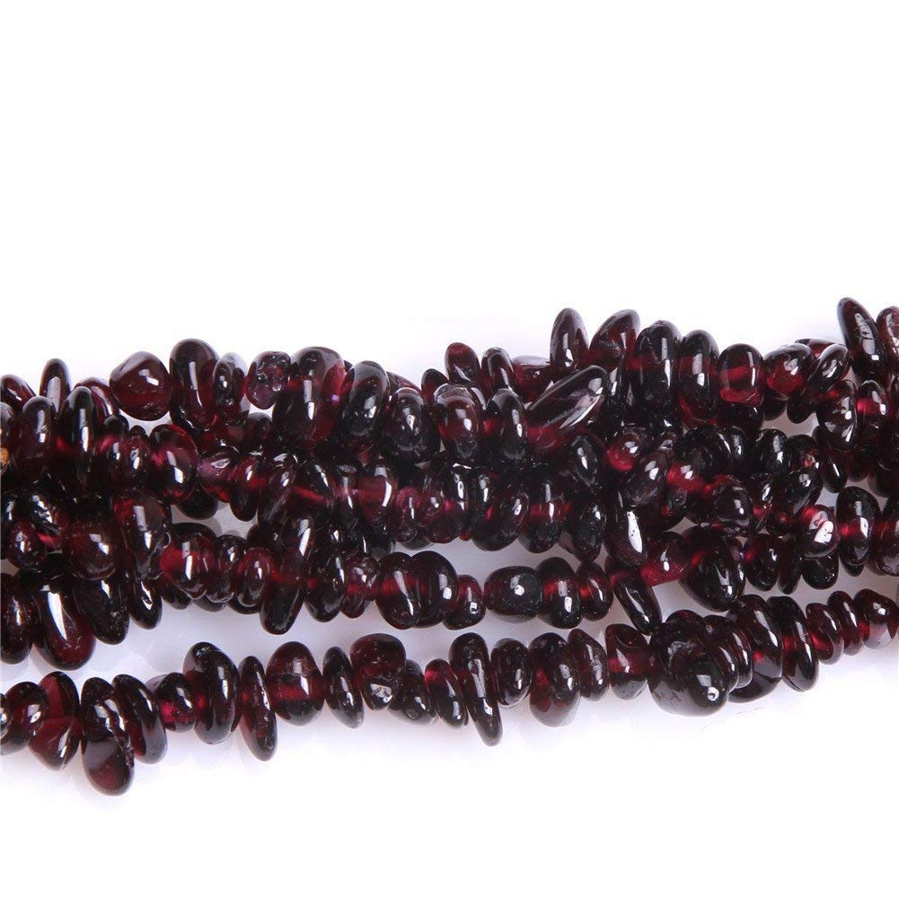 HAAMIIQII 4-6mm Natural Garnet Chips Irregular Chip Stones Loose Gemstone Energy Healing Beads for Jewelry Making 30 Inch Strand