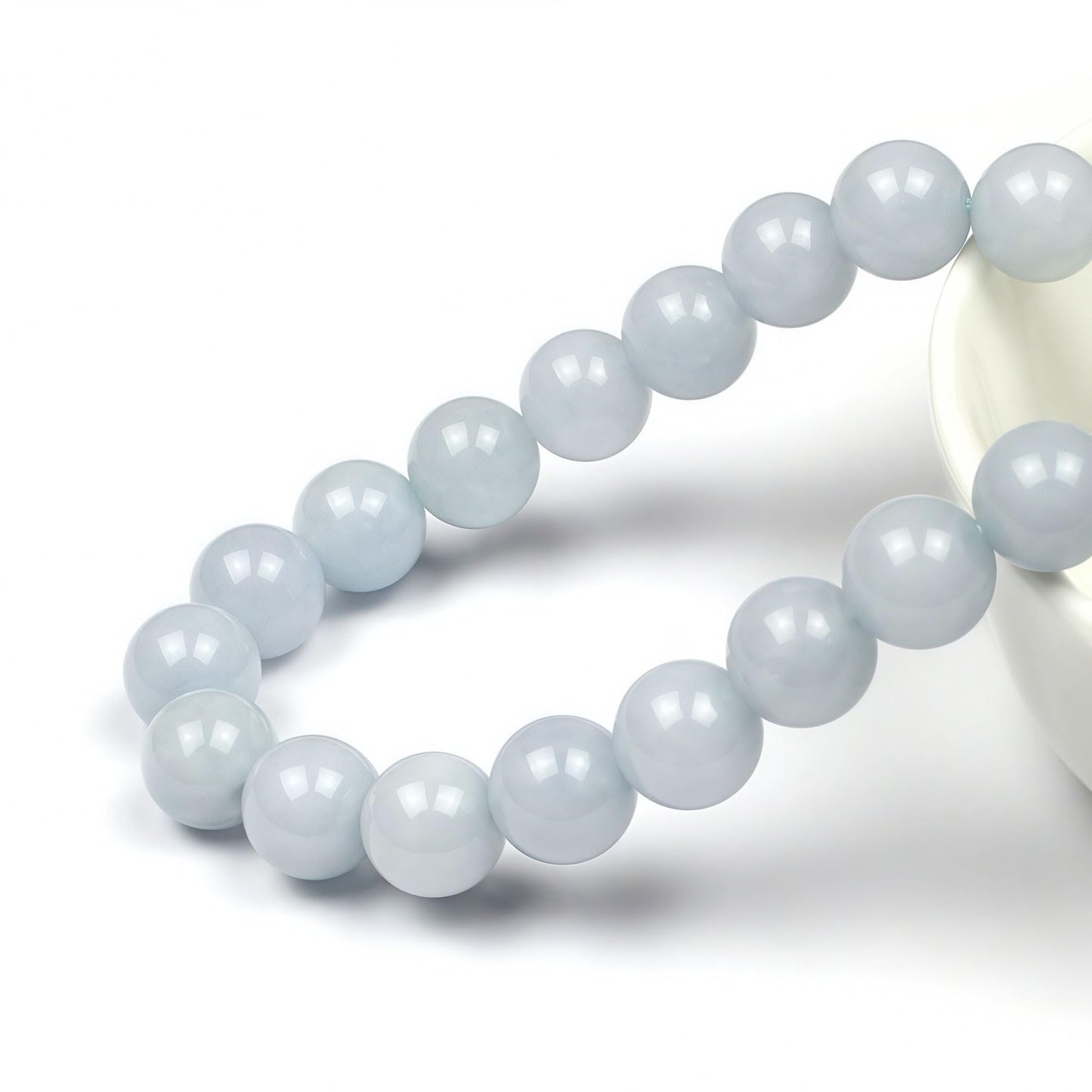 MJDCB Natural Round Aquamarine Gemstone Spacer Loose Beads Spacer Beads for DIY Jewelry Making Strand 15"