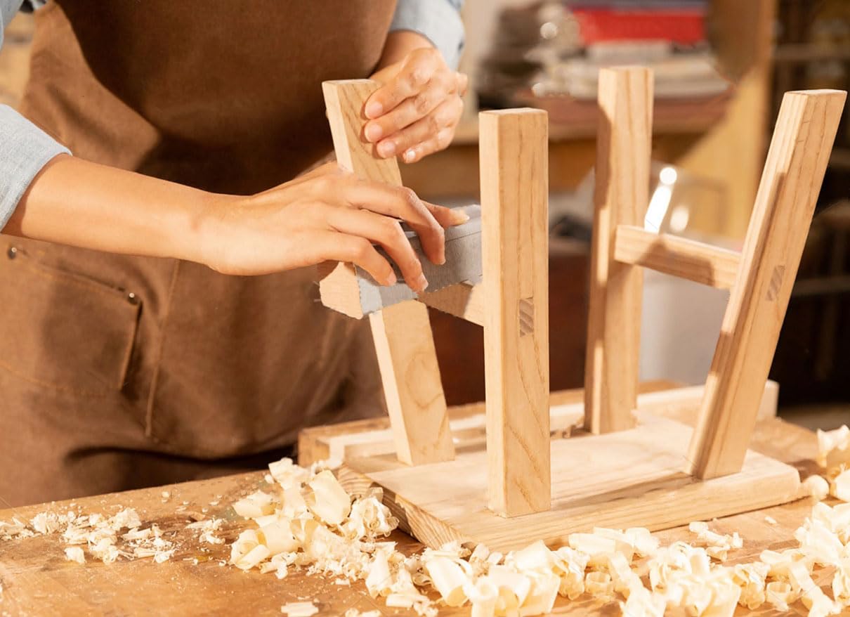 ANQILEE Handmade Solid Wood Stool Milking10 Height Wooden Step Stool Simple Wooden Viking (12" Long 6" Wide)