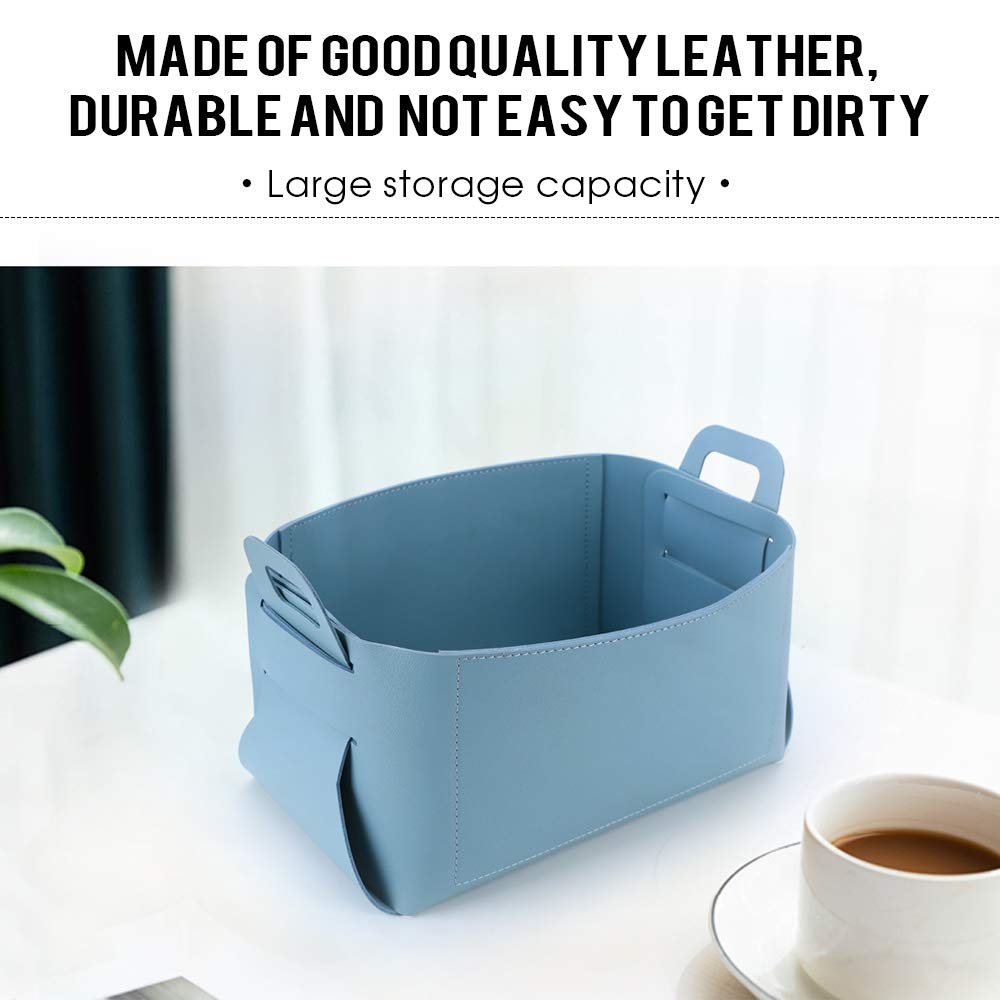 VANTOO Leather Valet Tray, Jewelry Tray, Catchall Tray, Desktop Storage Organizer，Bedside Caddy for Men Key Wallet Watch Coin Phone Change,Candy Holder Sundries Tray,Convenient for Travel (06 Blue 1)