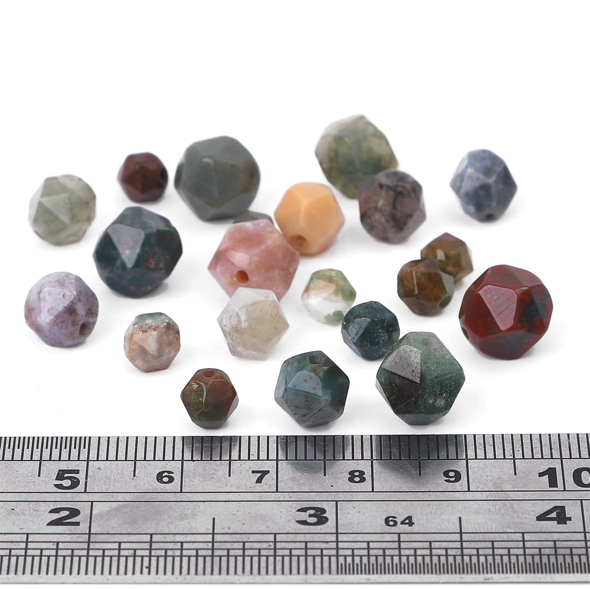 BEADIA Faceted Natural Indian Agate Stone Round Beads 8mm 36cm/Strand for Jewelry Making