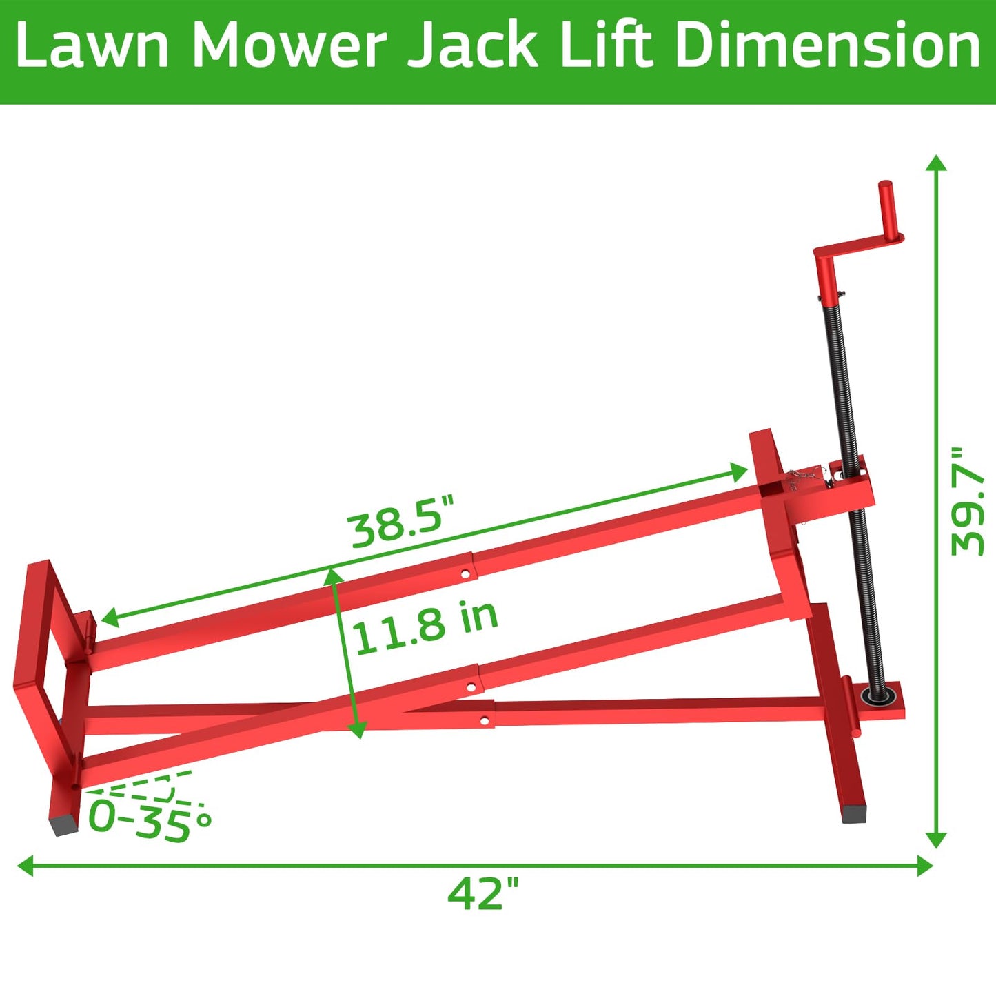 LESANM Lawn Mower Lift Jack, Lifting Platform 882 Lbs Capacity Telescopic Maintenance Jack for Garden Tractors and Riding Lawn Mower with Manual Handle & Power Tool Extension Handle - Red