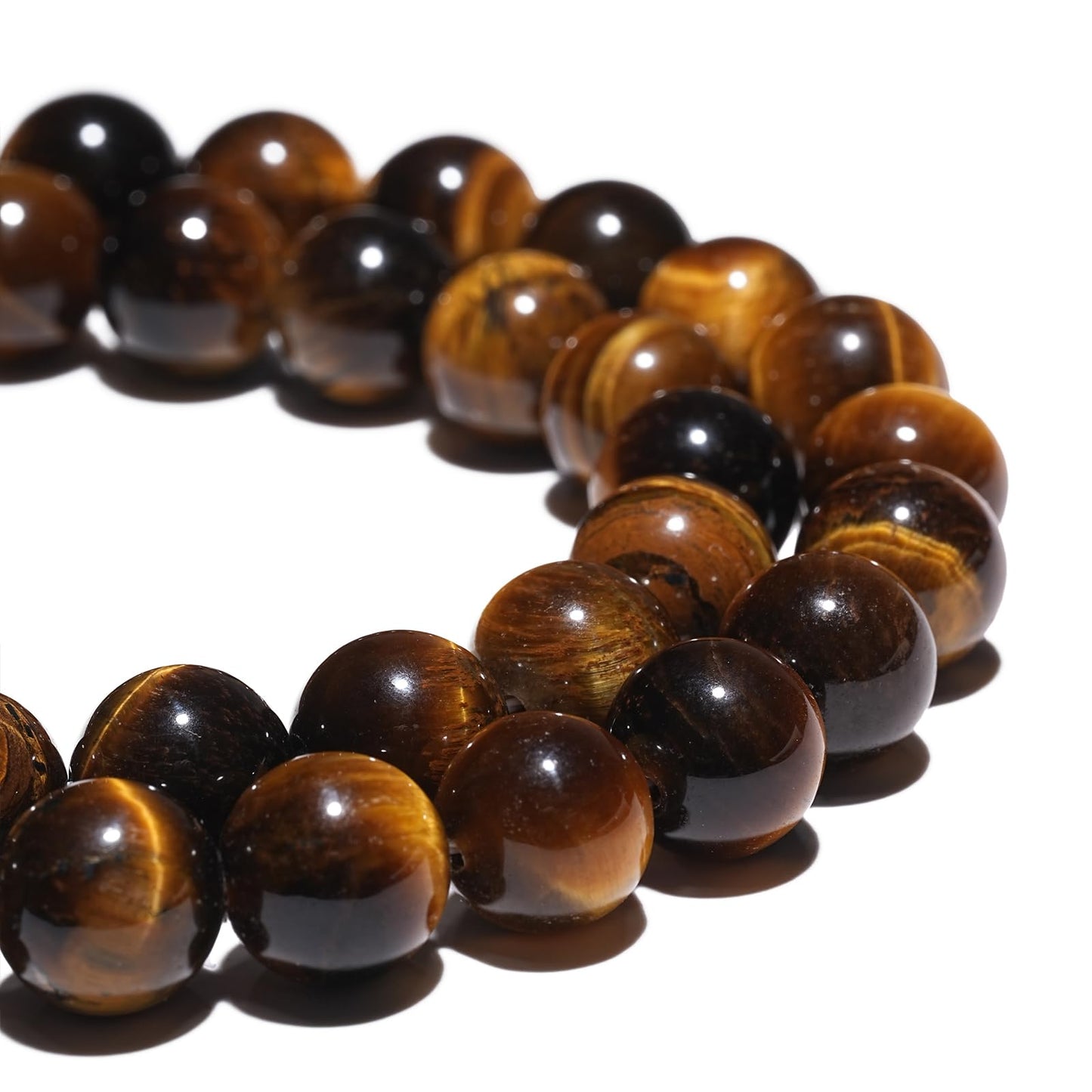 10mm Natural Yellow Tiger Eye Gemstone Beads Polished Round Smooth Stone Beads for Bracelets Jewelry Making 15inch Loose Beads