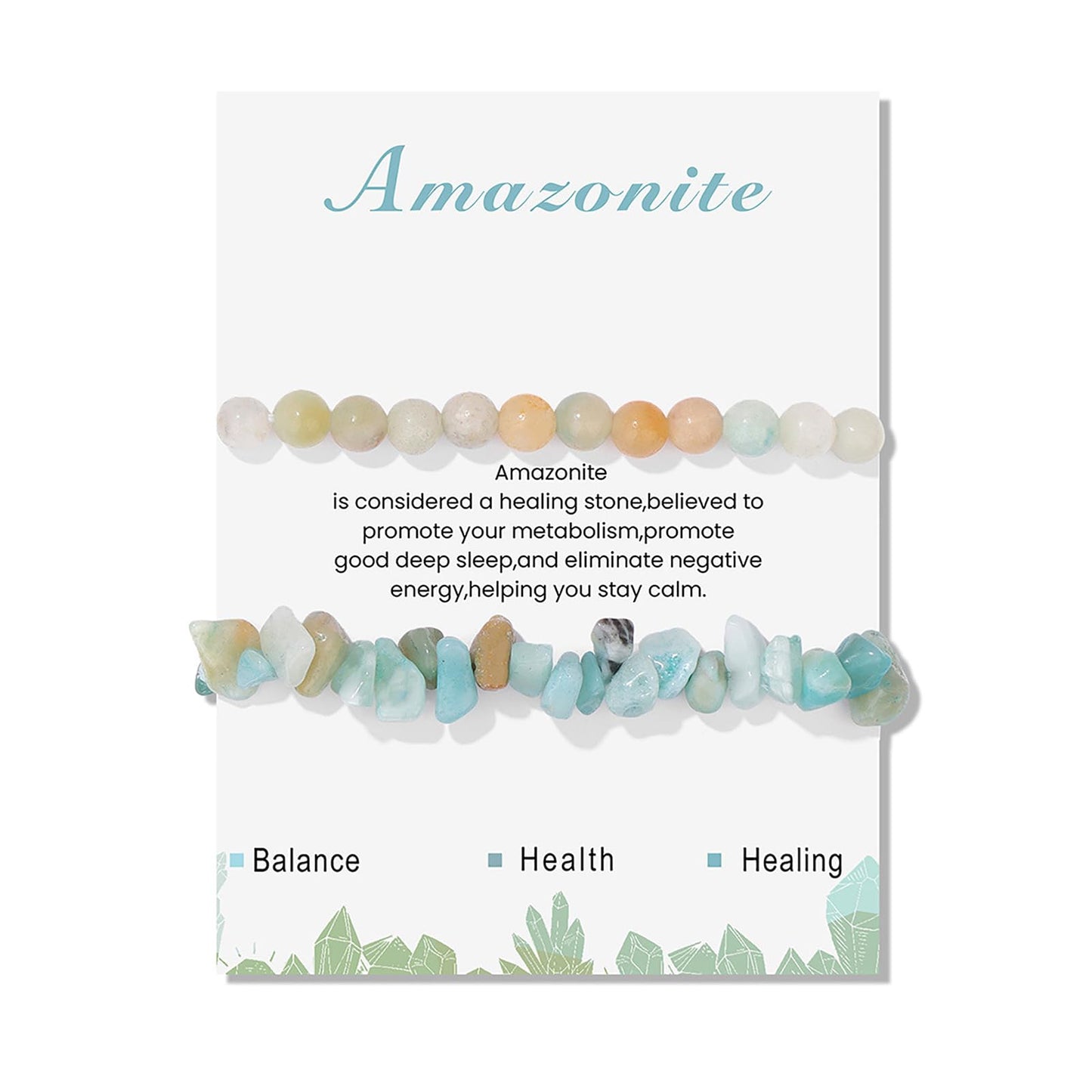 2Pcs Amazonite Bracelet for Women Dainty Handmade Adjustable Amazonite Beaded Bracelet Gemstone Bracelets Healing Crystal Bracelet Amazonite Jewelry for Women Men