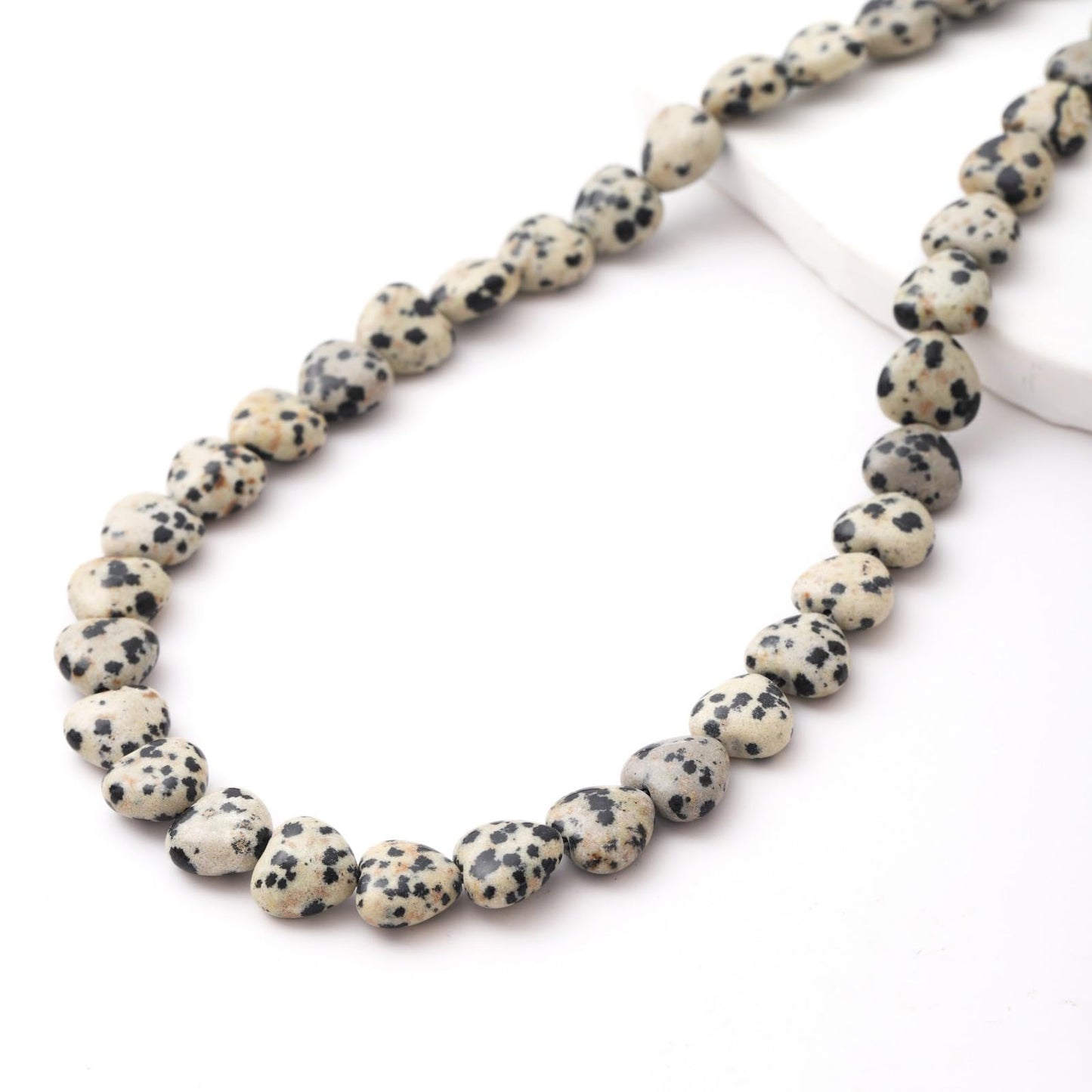Natural Heart Shaped Dalmatian Stone Beads 10mm Loose Crystal Healing Beads for DIY Necklace Bracelet Making Gemstone Craft Supplies