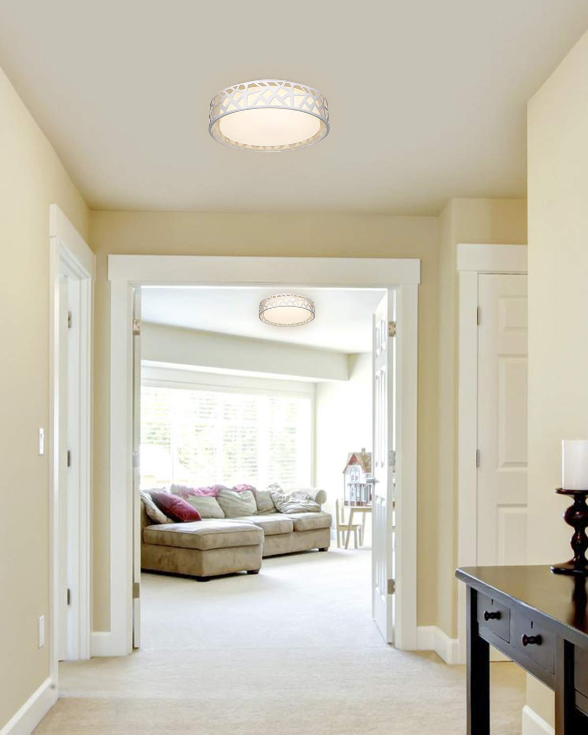VICNIE Flush Mount Ceiling Light Fixture,15W 1600 Lumens LED Ceiling Lights, Dimmable 3000K Warm White Light Fixtures Ceiling Mount for Bedroom, Kitchen, Hallway, Stairways