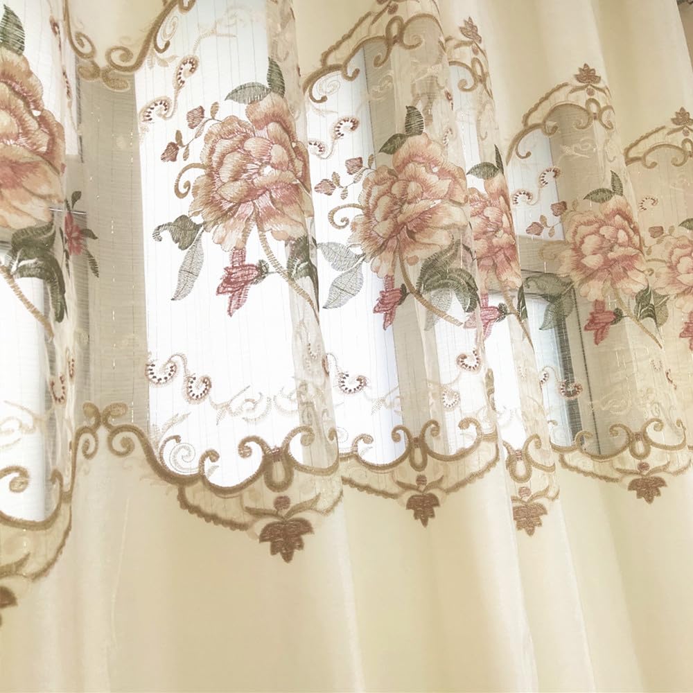 TIYANA Luxury Embroidered Cloth Curtain for Living Room 84 inch Length Custom Romantic Elegant Luxurious Delicate Embroidery Drape Window Dressing Bedroom Grommet Top 1 Panel 39x84 inch