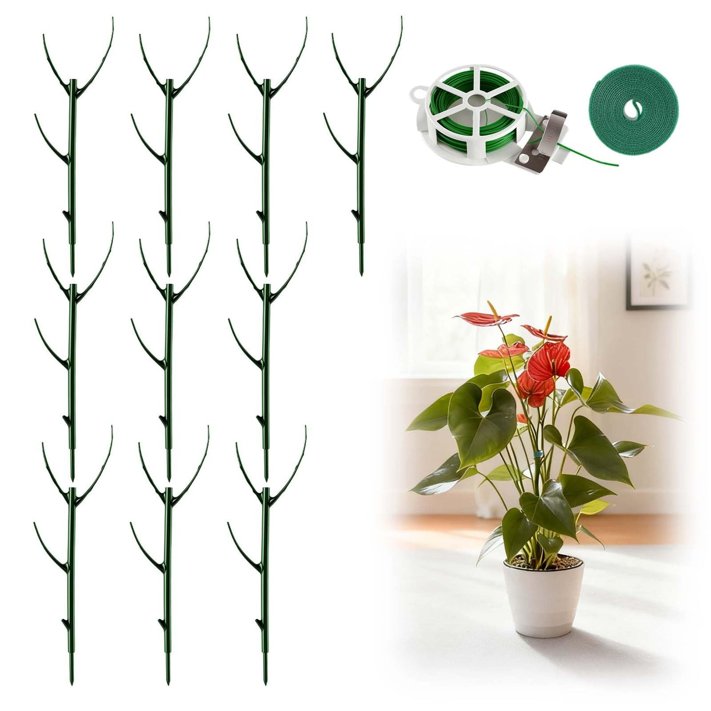 10 Pack Stackable Monstera Plant Support Stakes, Durable Climbing Plant Support Structures for Indoor Outdoor Potted Plants, Garden Stakes for Pothos, Philodendron & Vine Plants