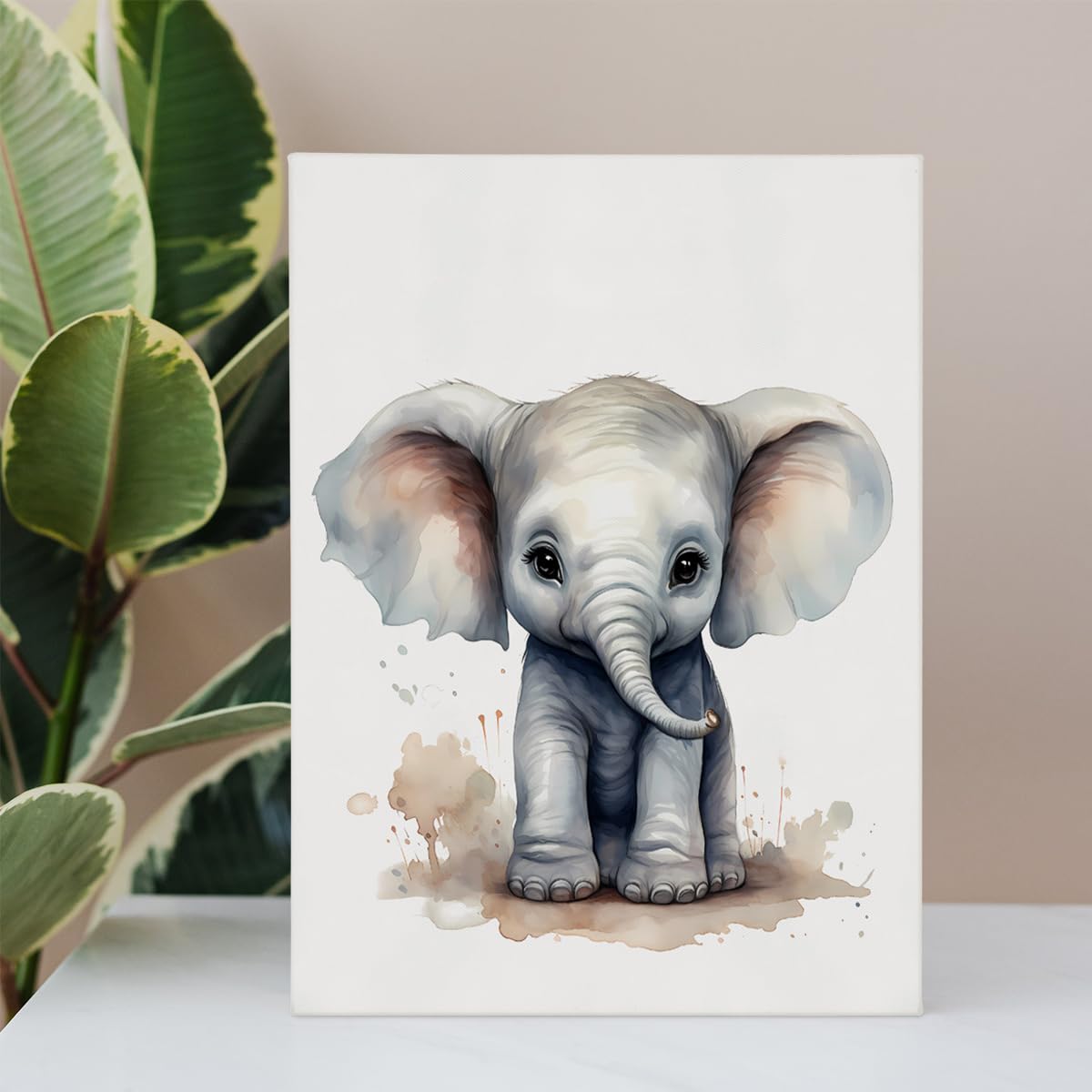 Woodland Nursery Decor, Baby Room Decor, Elephant Wall Art Decorations For Safari Nursery Kids Toddler Boy Girl Room Playroom, Animal Wall Art Prints Poster 11x14 Inches Framed