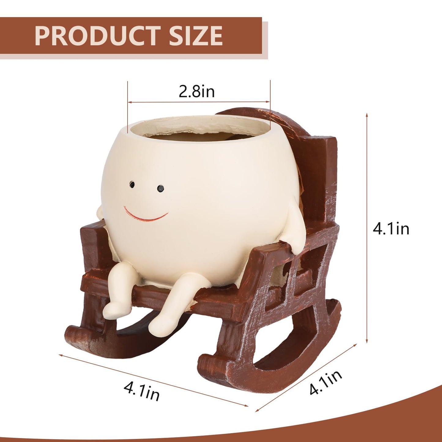 Boomluck Smiling Flower Pot Rocking Chair – Whimsical, Decorative, and Practical Planter with Drainage Holes, Indoor and Outdoor Plant Pot, DIY Decoration Gift for Plant Lovers