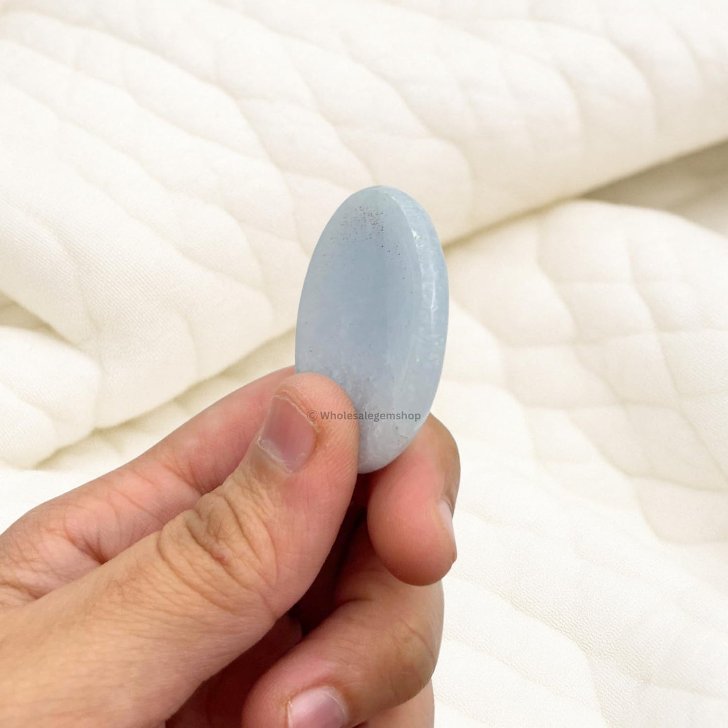 GEMSCITE Blue Calcite Thumb Worry Stones Metaphysical Gemstone Crystal Healing Reiki Men Women Gift FENG Shui Positive Energy Love Wellness Palm Stones Wicca Powerful