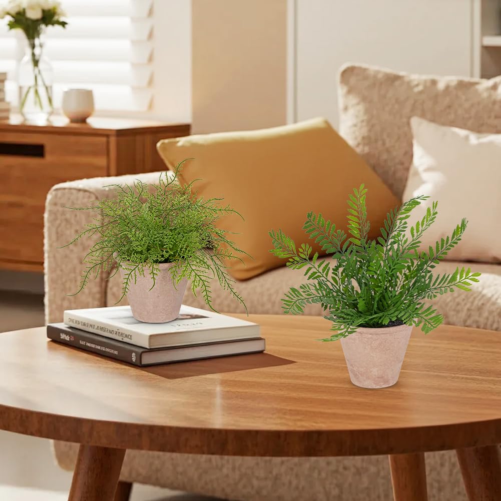 Nature Crafted 3 Pack Artificial Fern Plant, Small Fake Plants in Pot, Faux Fern Plant for Home Office Farmhouse Living Room Bathroom Kitchen Tabletop Desk Shelf Decoration