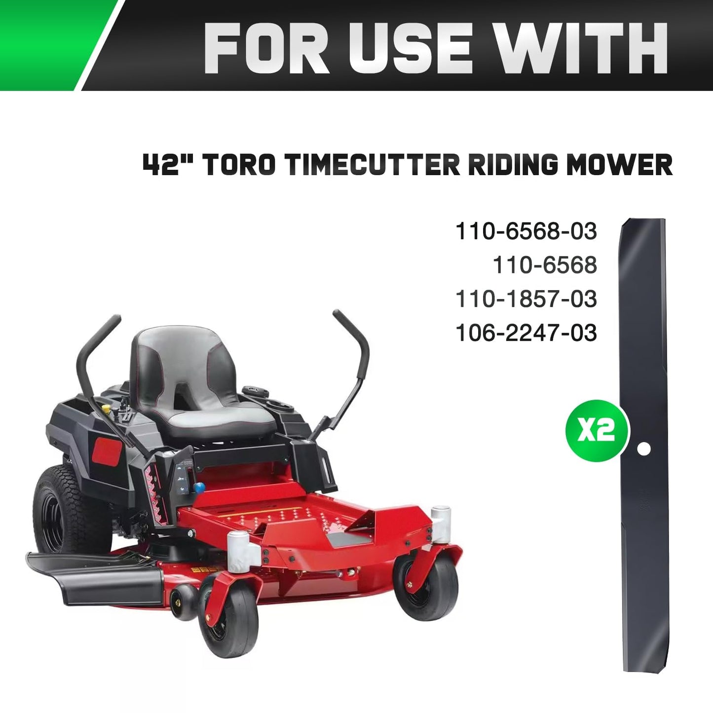 Grasscool Timecutter 42 inch Blades for 42" Deck Toro SS4235 Z4235 Z4200 SS4260 SS4200 Timecutter Zero Turn Mower Replace 110-6568-03 (2 Pack)