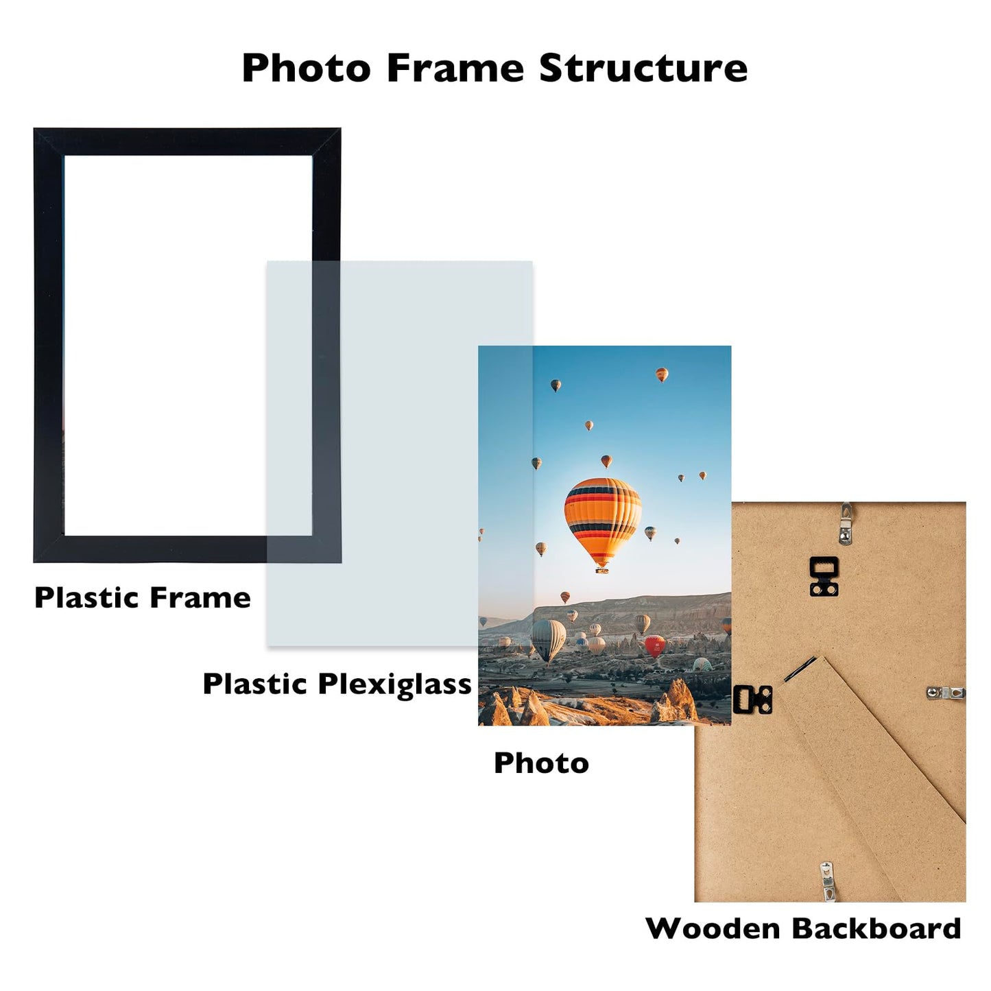 JCJMY 8.5x11 inch Picture Frame Black for Certificate Poster and Photo, Horizontal and Vertical Formats for Wall Hanging or Tabletop, 8.5x11 Frame with Shatter Resistant Plexiglass, Black