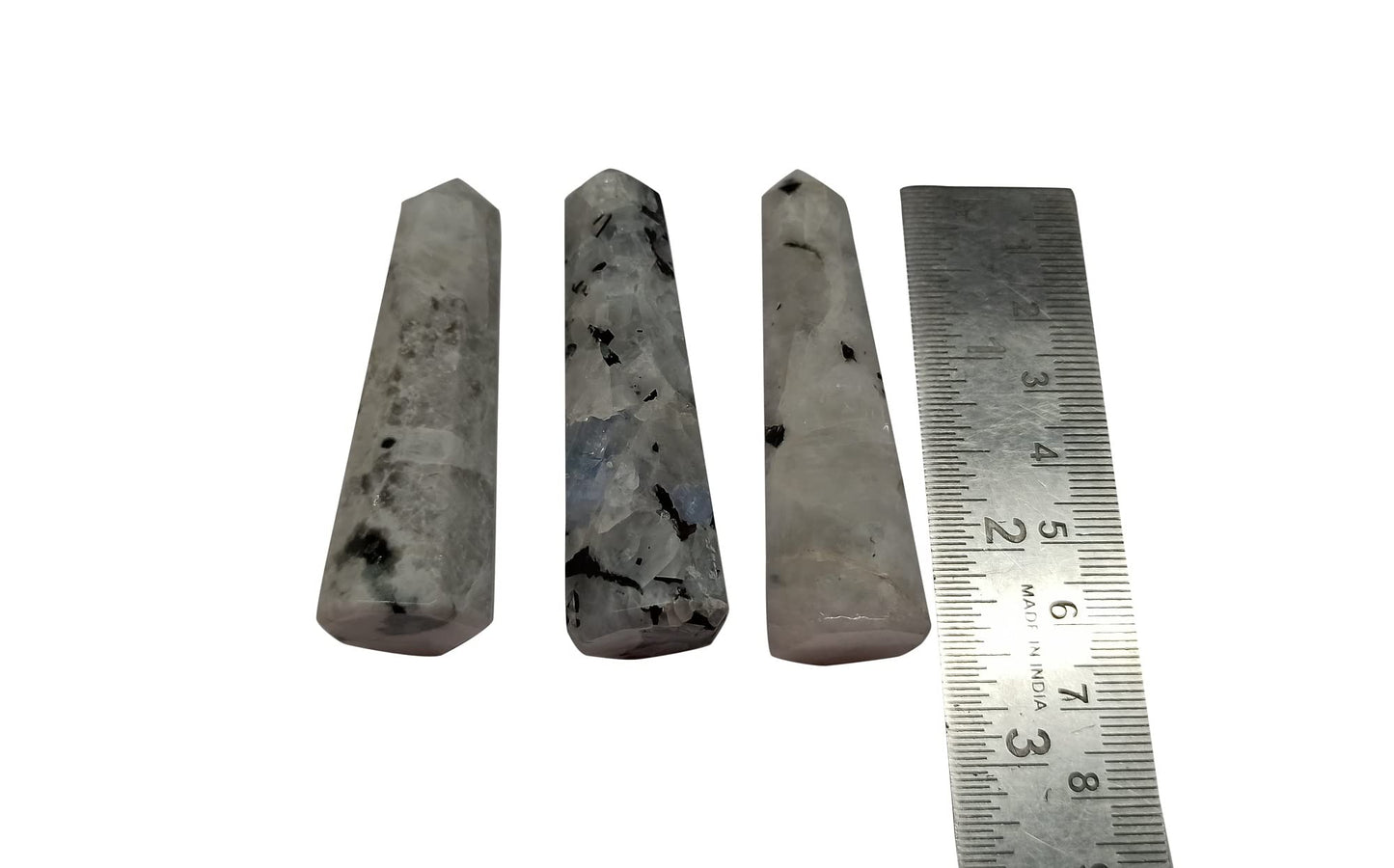 WholesaleGemShop 3 Inch Gemstones RAINBOW MOONSTONE Obelisk Tower Jumbo Facet Aura Rock Crystal Natural Polished Earth Wand Spirit