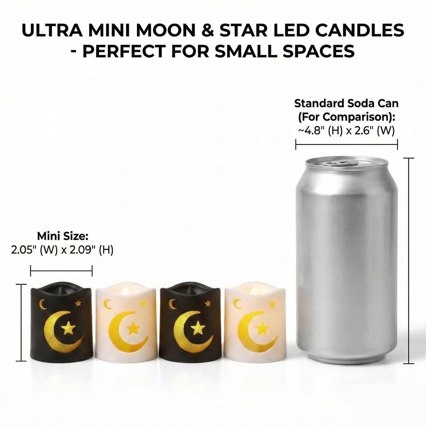 NUVCELKA Ramadan Lantern, 4 Pack LED Mini Moon Star Pattern for Home Table Fireplace Indoor Eid Mubarak Decor
