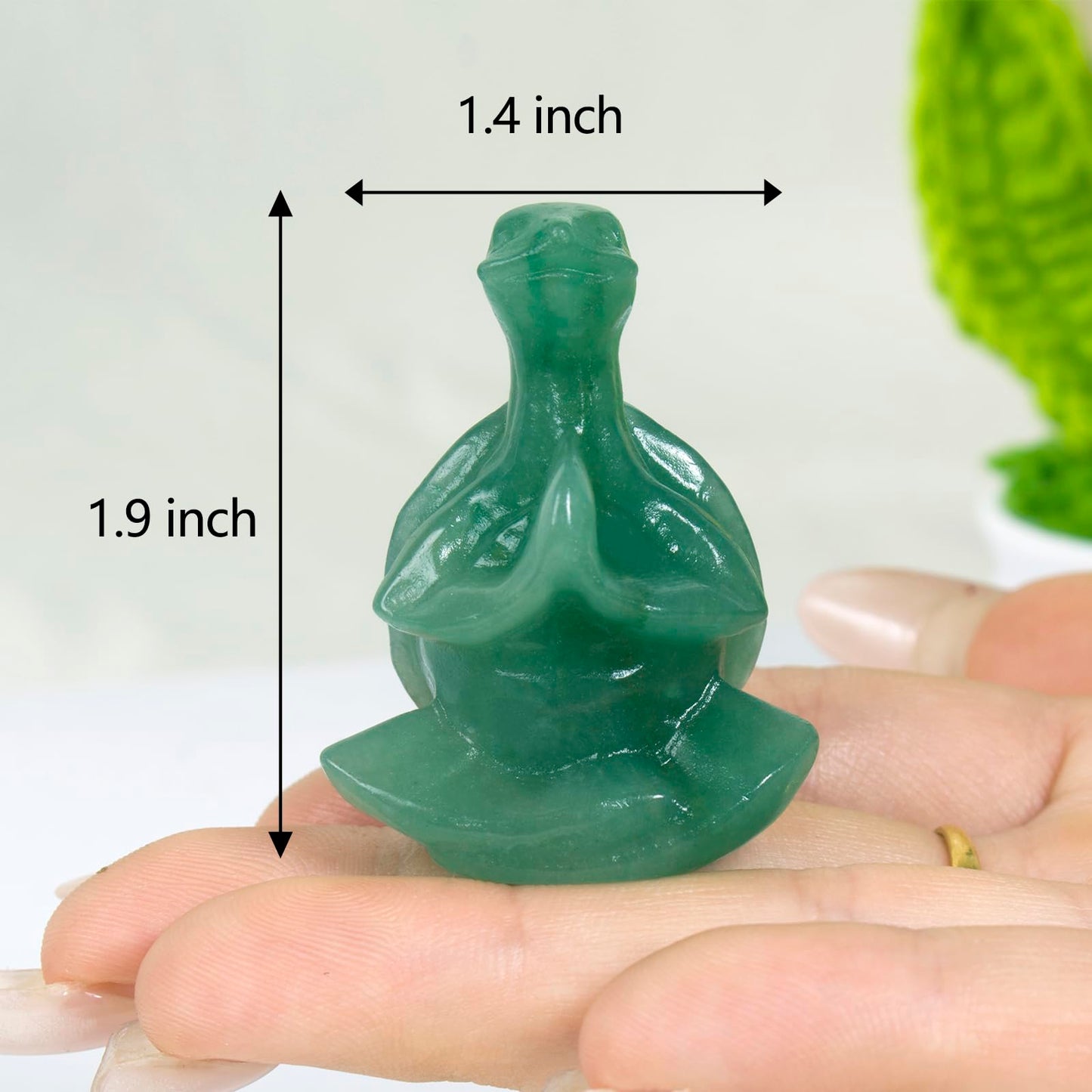 QLRSUXN Green Aventurine Sea Turtle Meditation Crystal Yoga Sculpture,Hand Carved Healing Figurine Spiritual Decor Chakra Balancing Gift,Zen Statue for Home Office Decorations