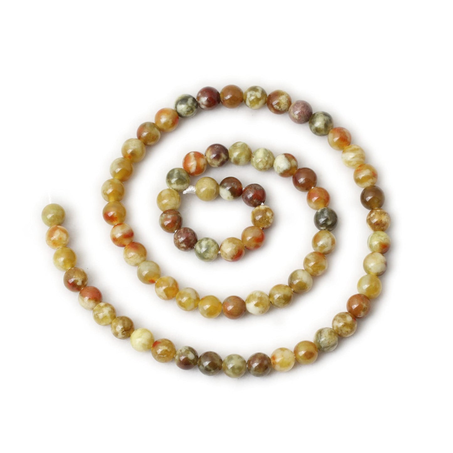 CHEAVIAN 60PCS 6mm Natural Yellowish Green Serpentine Jade Round Loose Stone Beads for Jewelry Making 1 Strand 15"