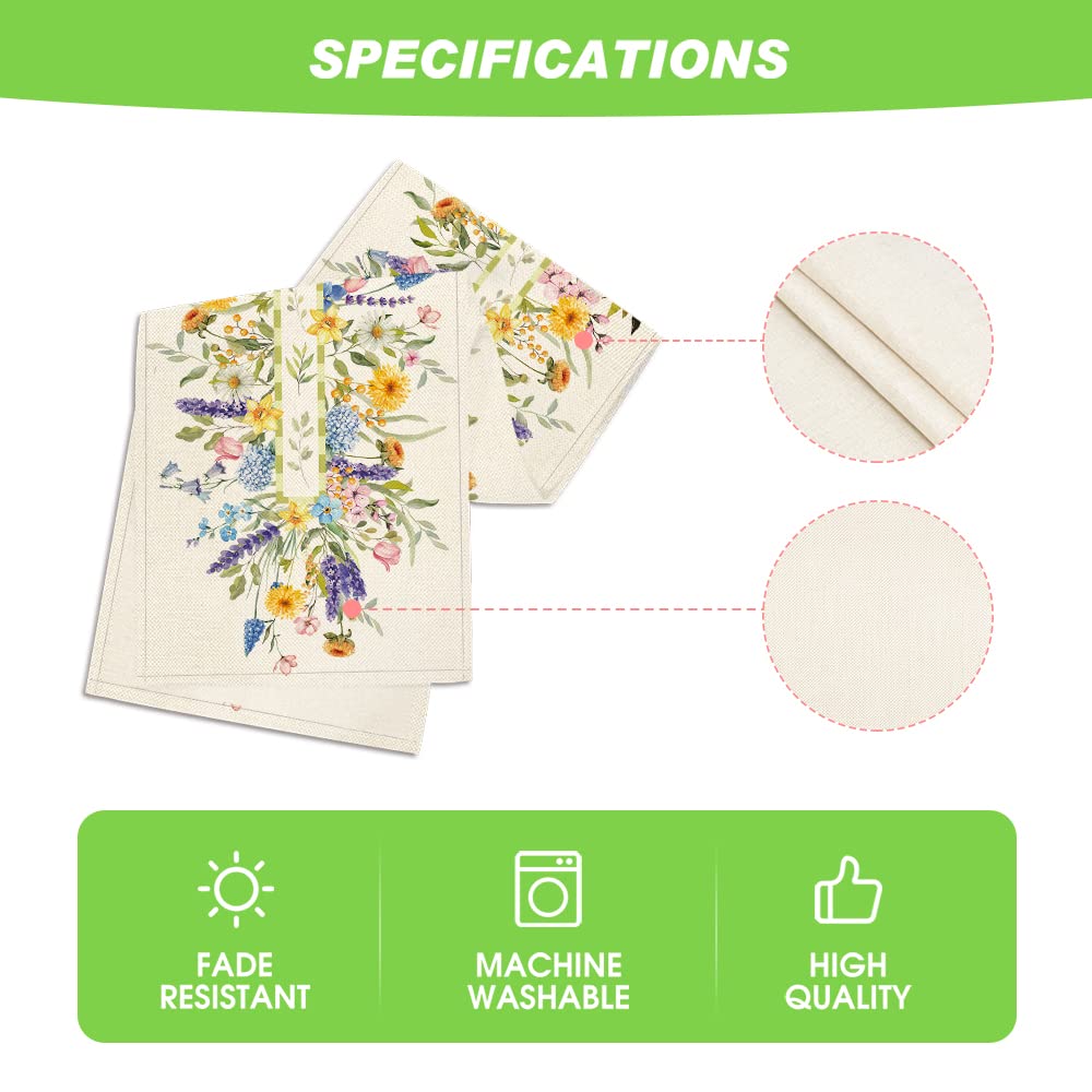 Artoid Mode Bloom Flowers Florals Lavender Summer Table Runner, Seasonal Spring Holiday Kitchen Dining Table Decoration for Home Party Indoor 13x72 Inch