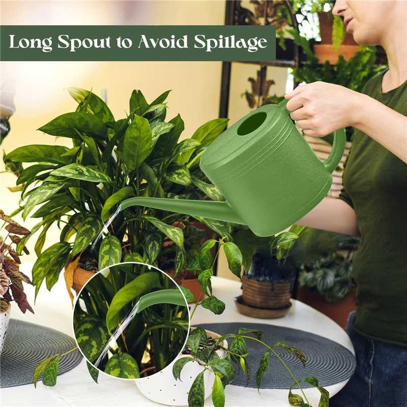 TTAOE GN Plant Watering Can for Home Garden - with Long Spout - 1/4 Gallon - Green