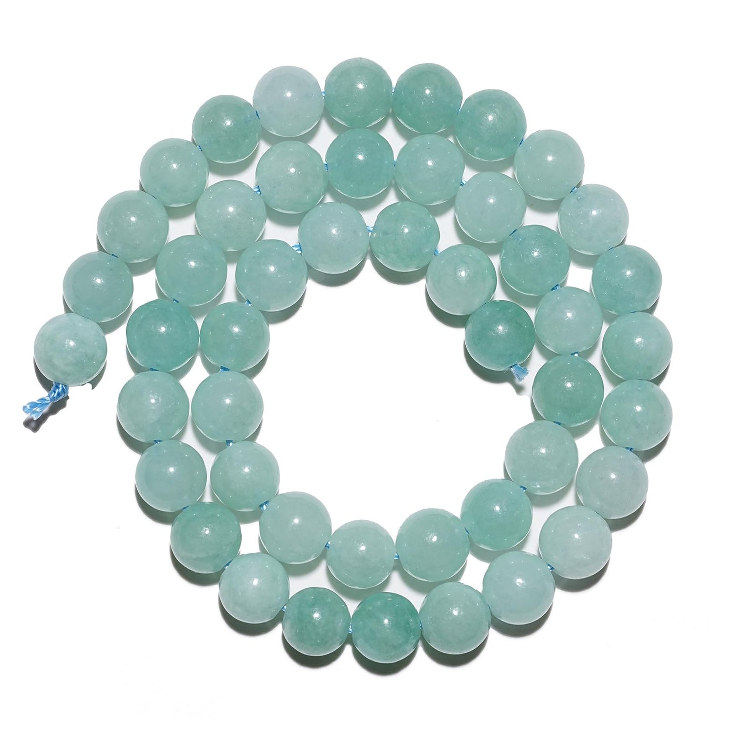10mm Natural Cyan Angelite Gemstone Beads Polished Round Smooth Stone Beads for Bracelets Jewelry Making 15inch Loose Beads