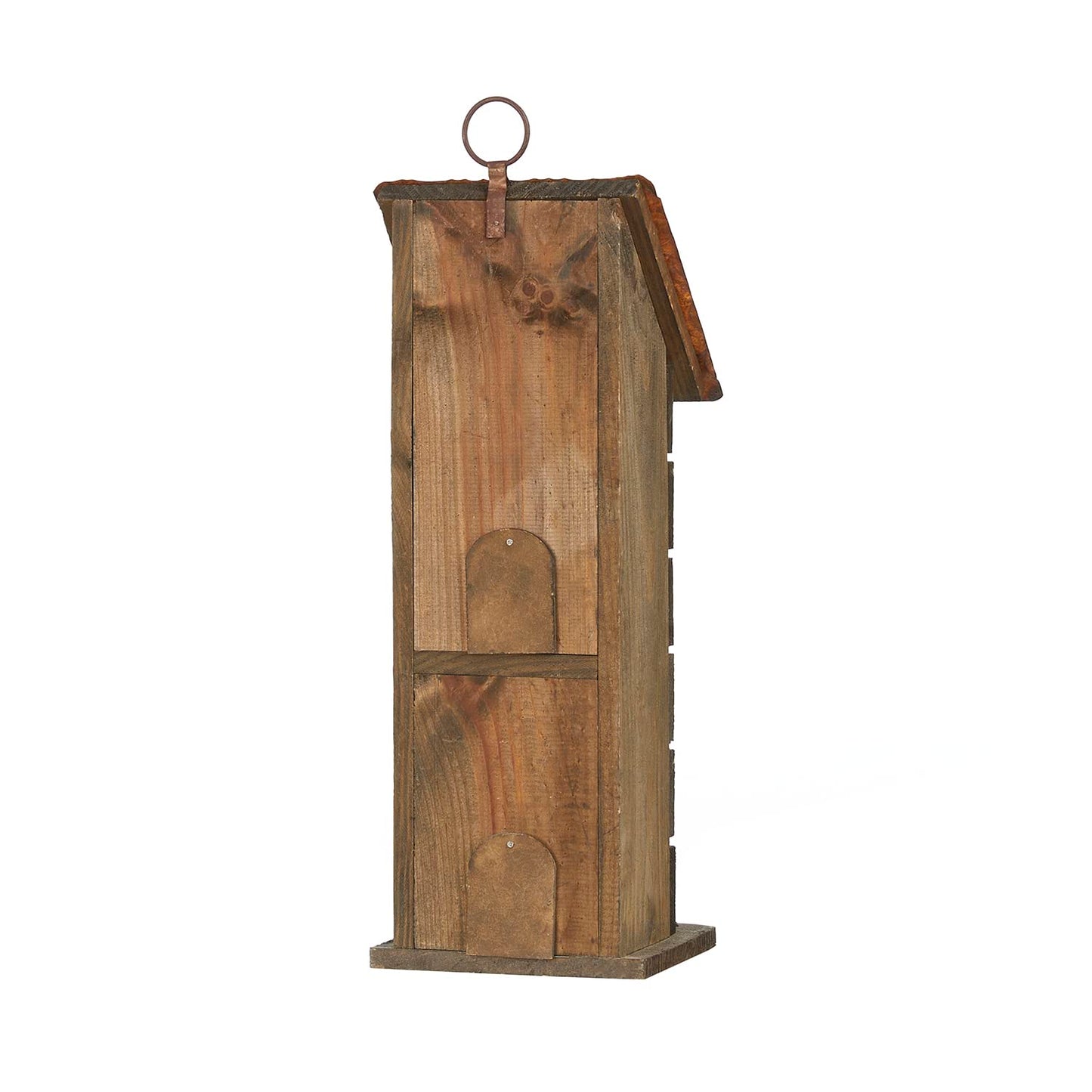 Glitzhome Bird Houses for Outside, 14.45" H Wooden Garden Hanging Bird House Two-Tiered Distressed with Flowers Decorative Birdhouse for Outdoors