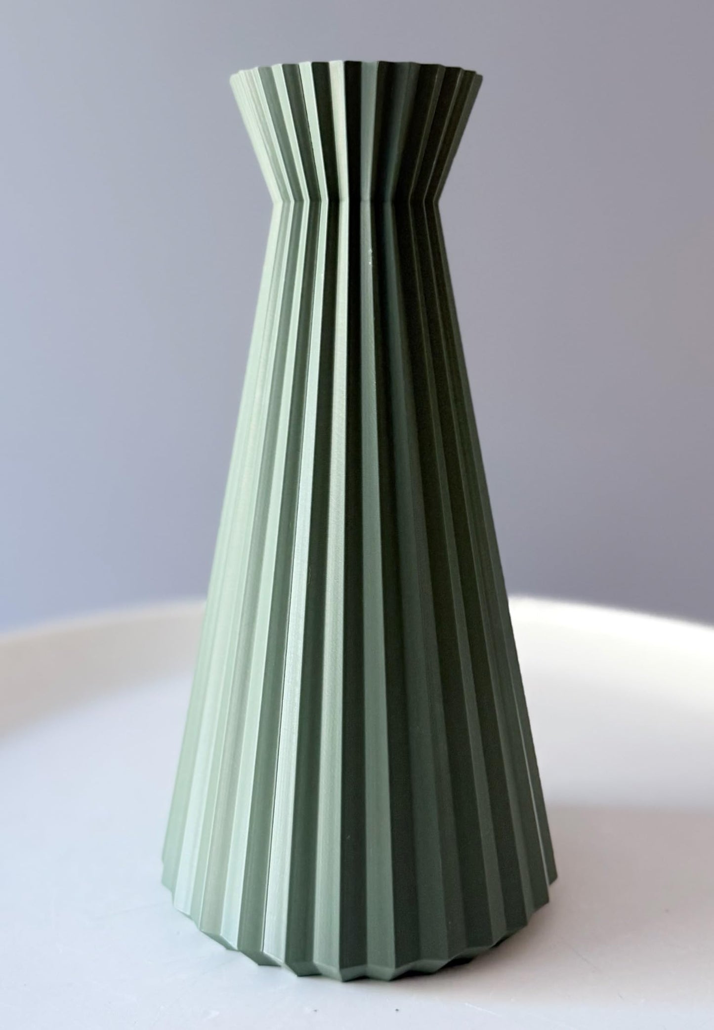 Modern Decorative vase, Geometric Design Feature in Any mid-Century Modern, Contemporary Style Living Room, Kitchen Counter, Dining, Shelf, Office, Coffee Table. 3D Print, 10 inches Tall [sage].
