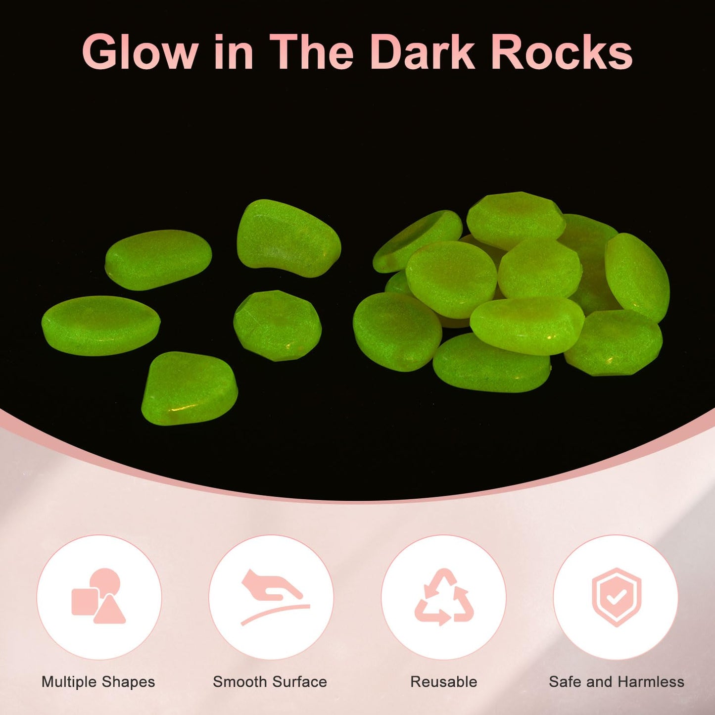 M METERXITY 50-Pack Glow in The Dark Rocks, 1.77" Resin Outdoor Garden Decorations Luminous Pebbles Stones for Garden Plants/Aquarium/Backyard Path, Aquarium Gravel [Orange]