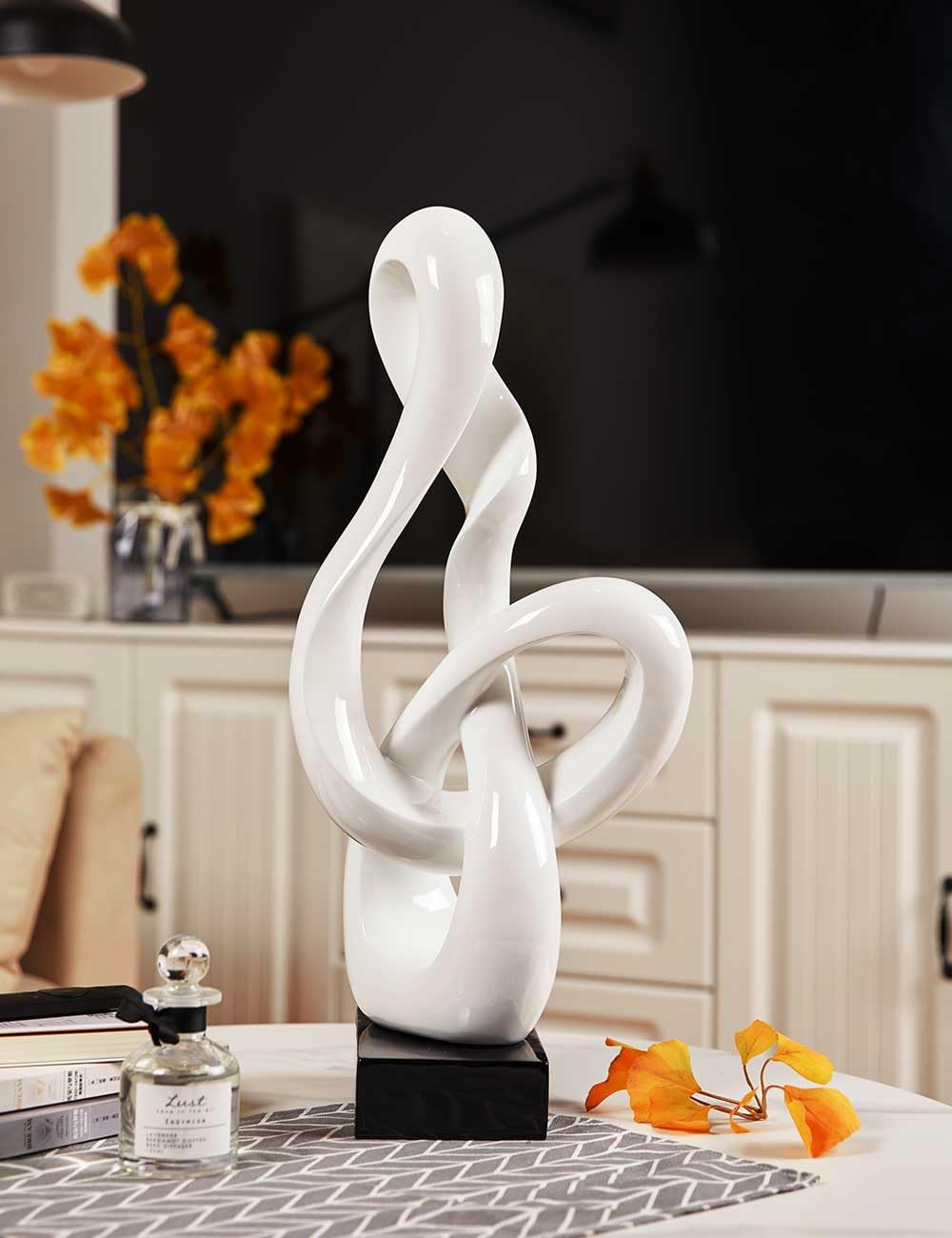 NENBOLEC Music Note Statue Treble Clef Sculpture Modern Home Decor Piano Gift Art for Bookshelf Desktop Office Table Home White 23 Inch