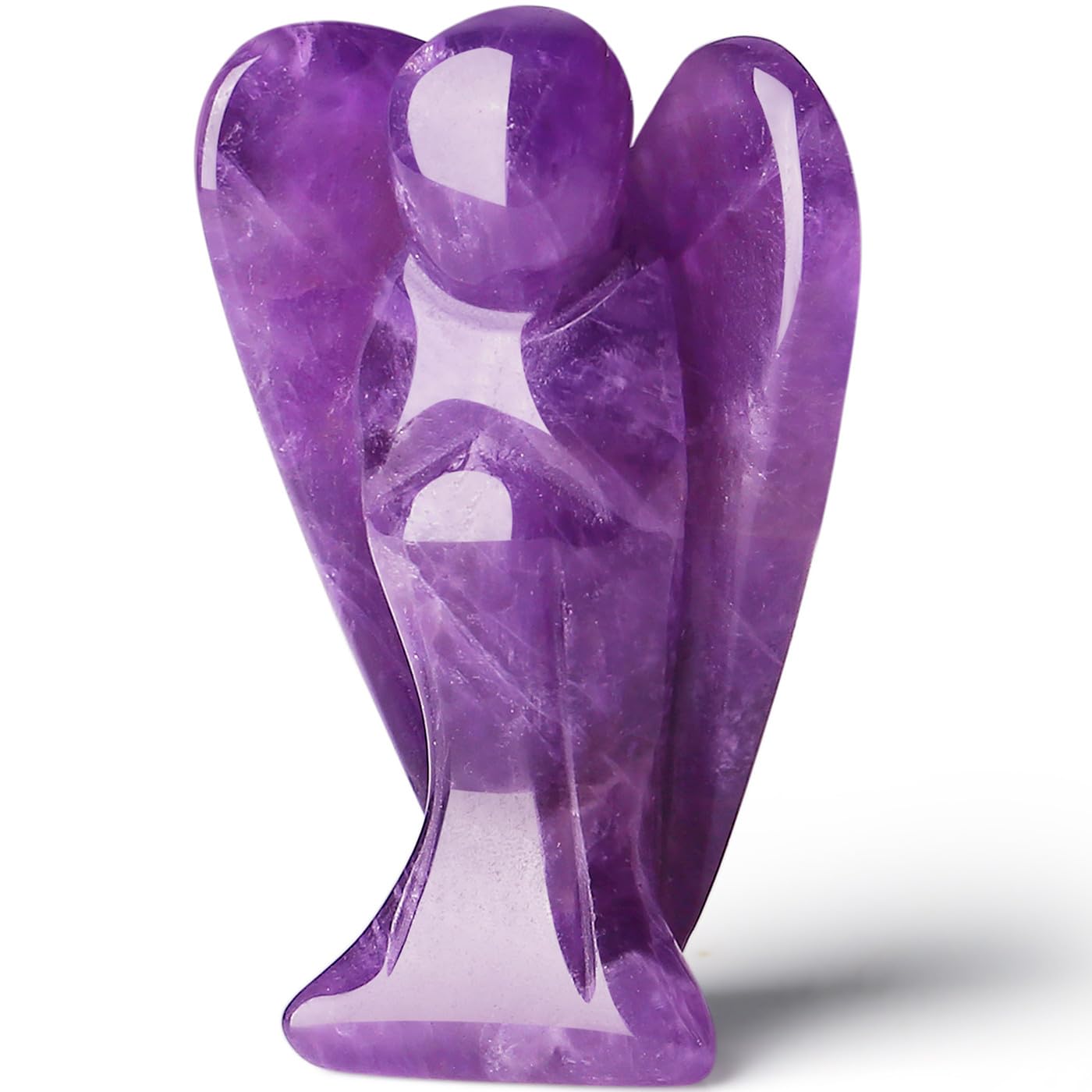 QINJIEJIE Amethyst Crystal Angel Crystals Healing Stones Guardian Angel Statue Pocket Gemstone Stocking Stuffers Purple Decor Polished Cute Carved Angel Figurine Spiritual Purple Gifts for Women Men