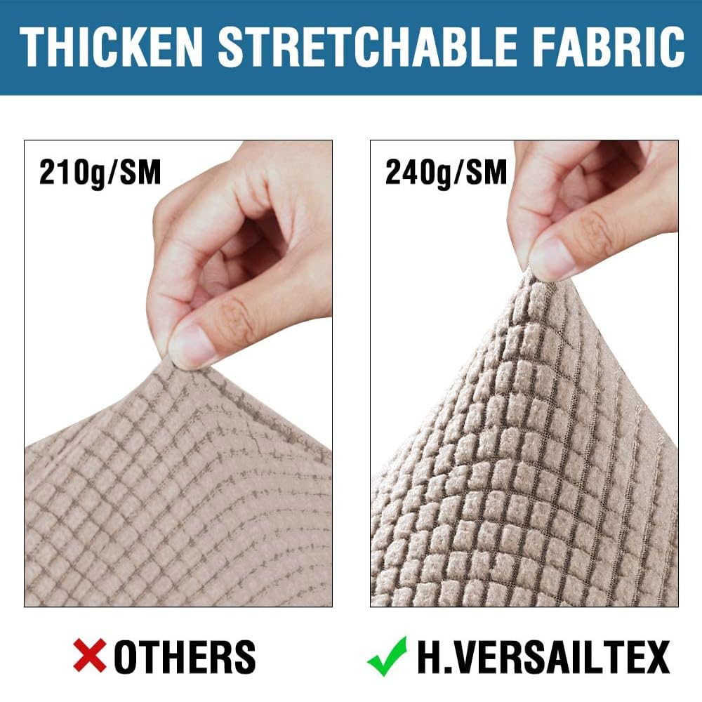 H.VERSAILTEX 4 Piece Stretch Sofa Covers for 3 Cushion Couch Covers for Living Room Slipcovers (Base Cover Plus 3 Seat Cushion Covers) Upgraded Thicker Jacquard Fabric (Sofa, Sand)