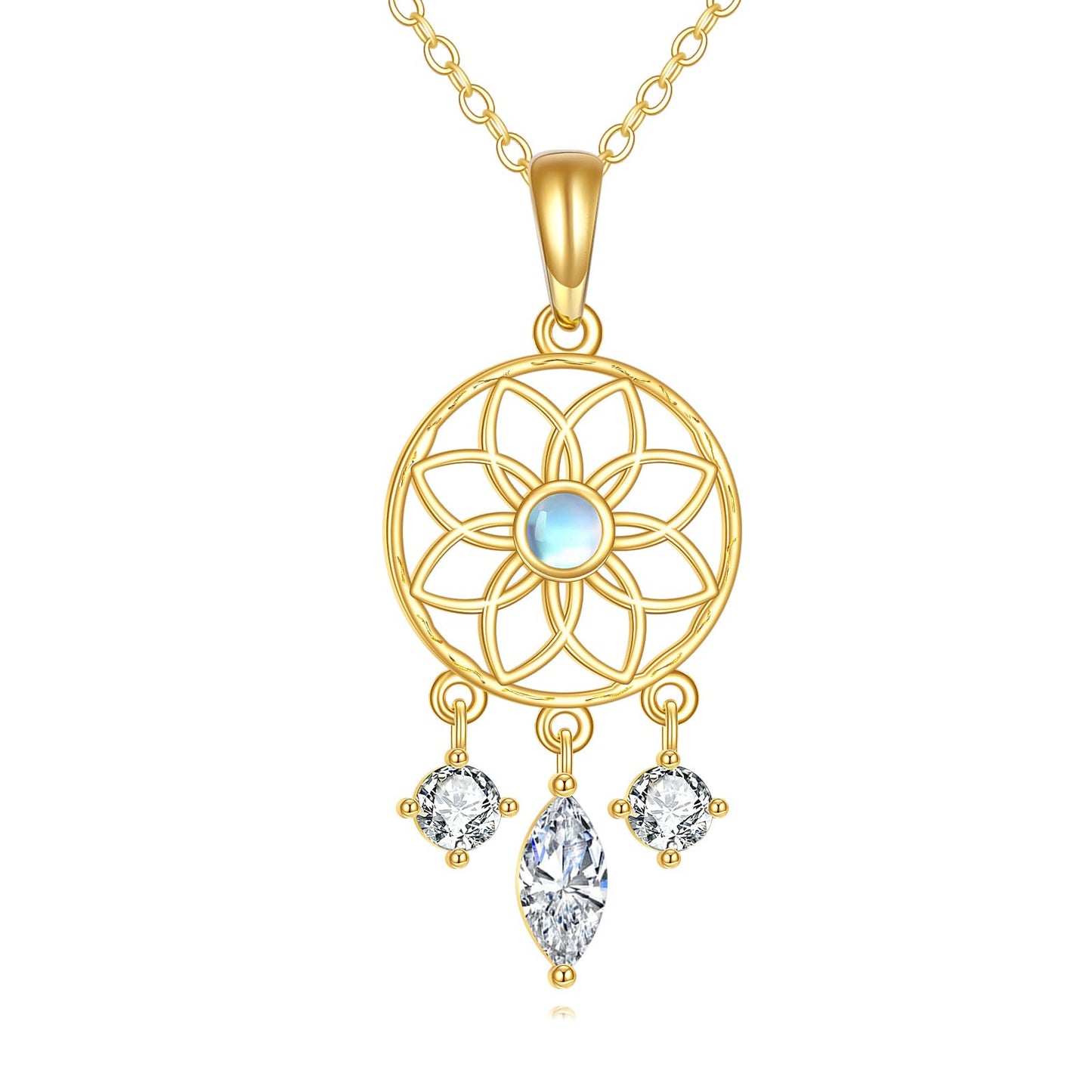 KECHO 14k Gold Dream Catcher Necklace Yellow Gold Dream Catcher Pendant Birthday Gifts for Women Jewelry Gifts for Her