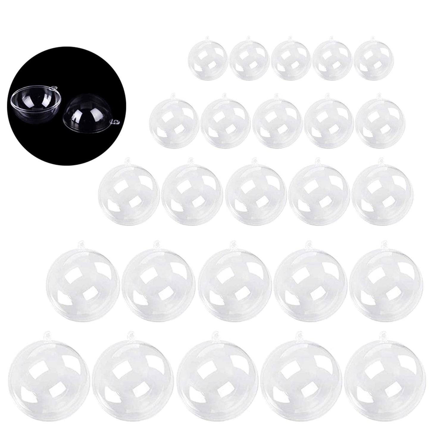 UCSAJI 25PCS Plastic Christmas Ball Ornaments, Clear Shatterproof Xmas Tree Balls, Hanging Ornament for Home Decoration