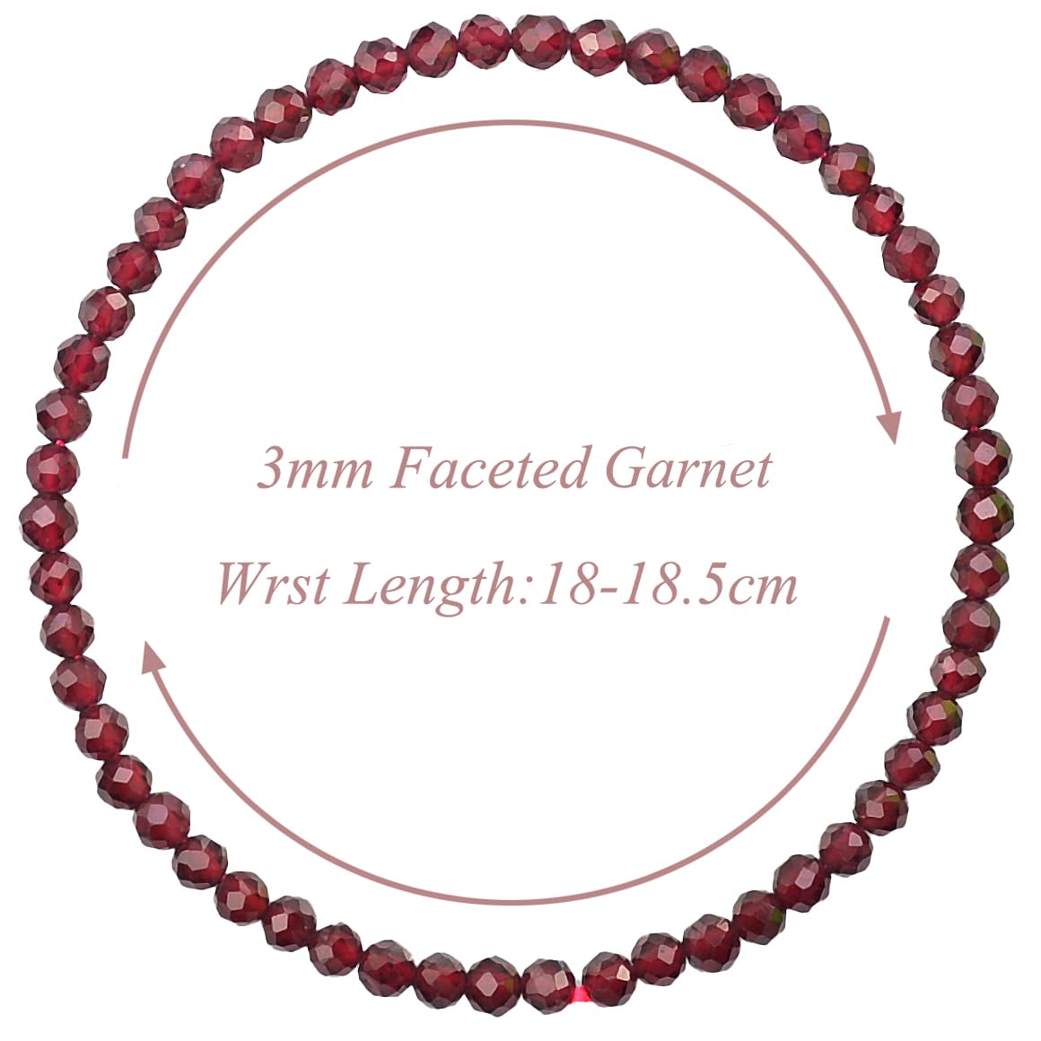 MASSIVE BEADS Natural Genuine Gemstone Beads Healing Crystal Chakra Reiki Jewelry Faceted Round Beads Bracelets (Garnet, 3mm)