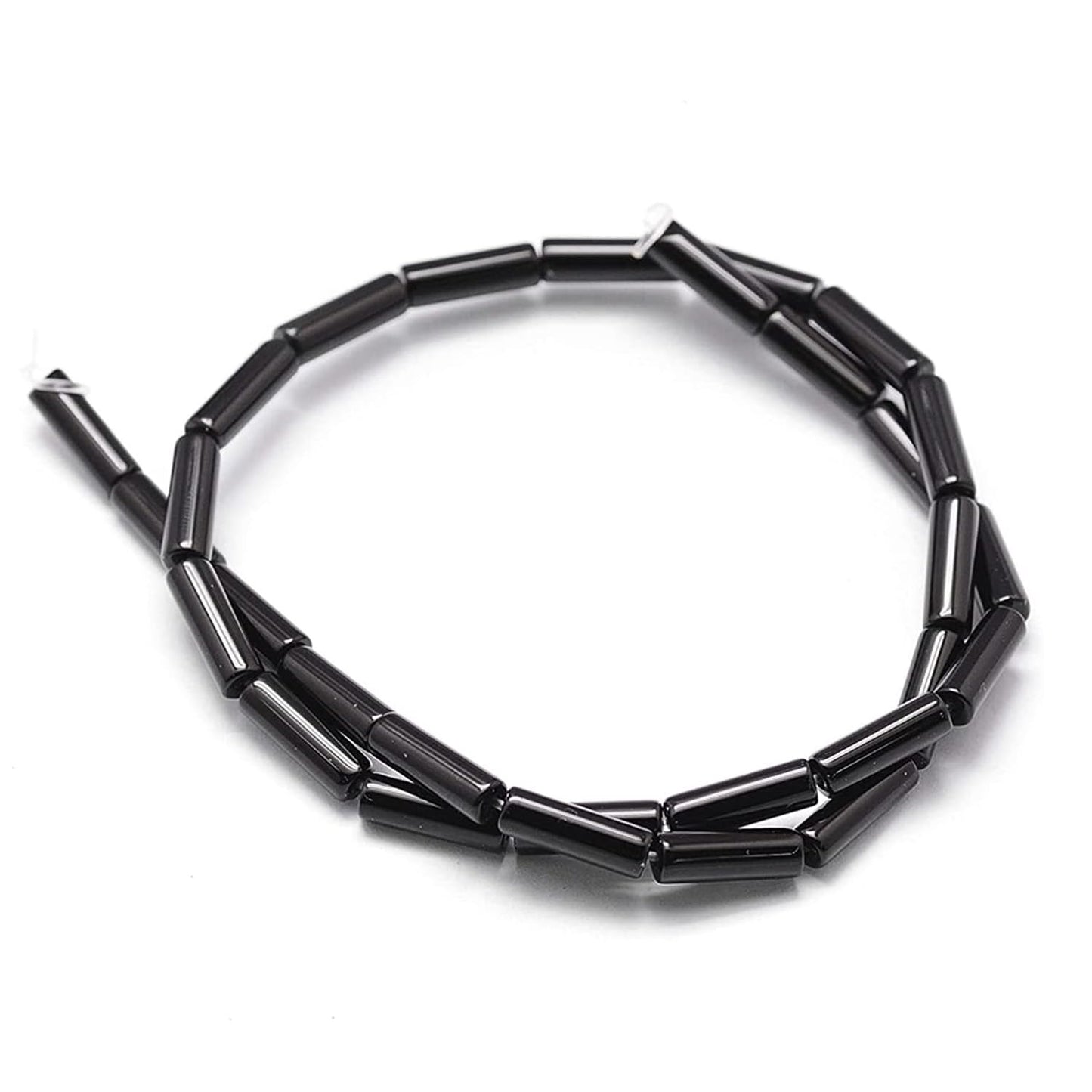 HAAMIIQII Natural Black Onyx Tube Beads 13x4mm Column Stone Cylinder Gemstone Loose Beads for Jewelry Making Strand 15 Inch (28-29pcs)