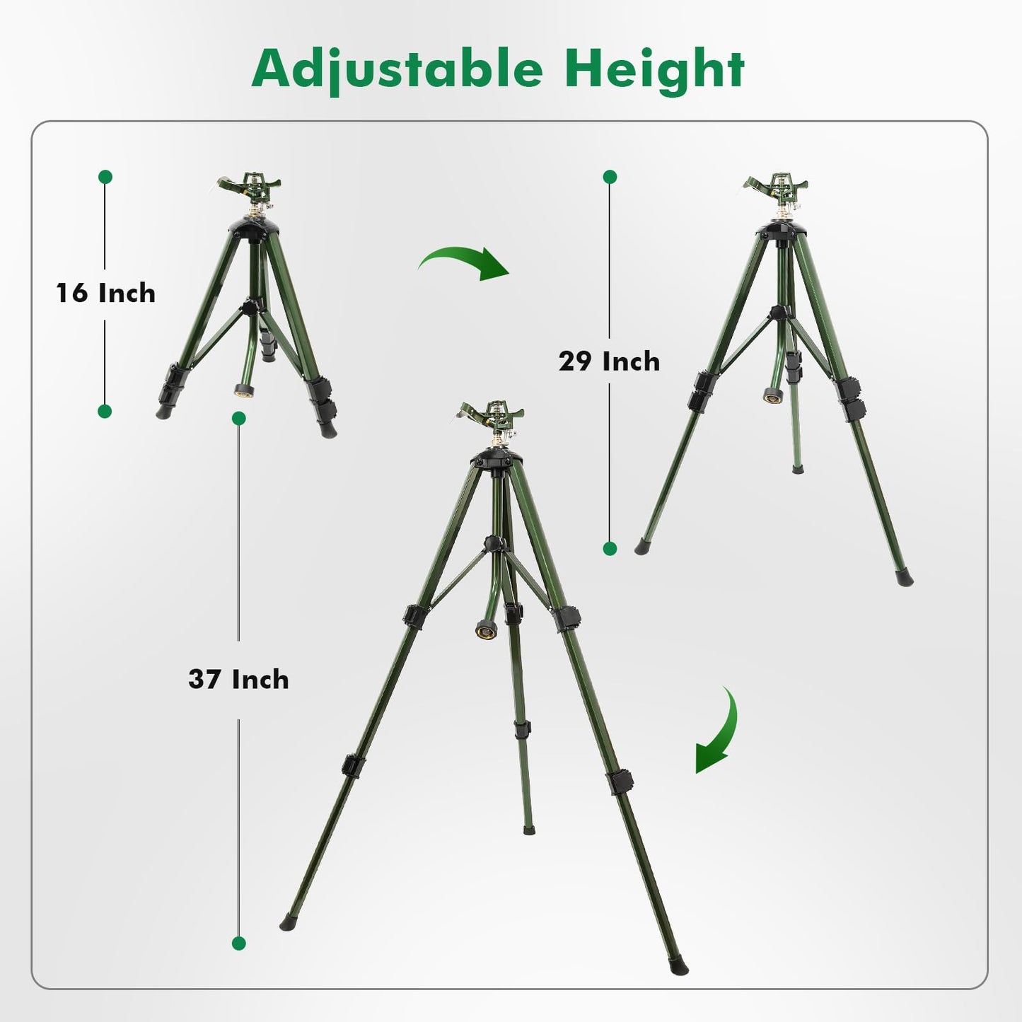 RESTMO Tripod Base Zinc Impact Sprinkler, 360° Rotating & 3-Height Adjustable Tripod, Heavy Duty Full Metal Sprinkler for Agriculture and Large Yard Irrigation