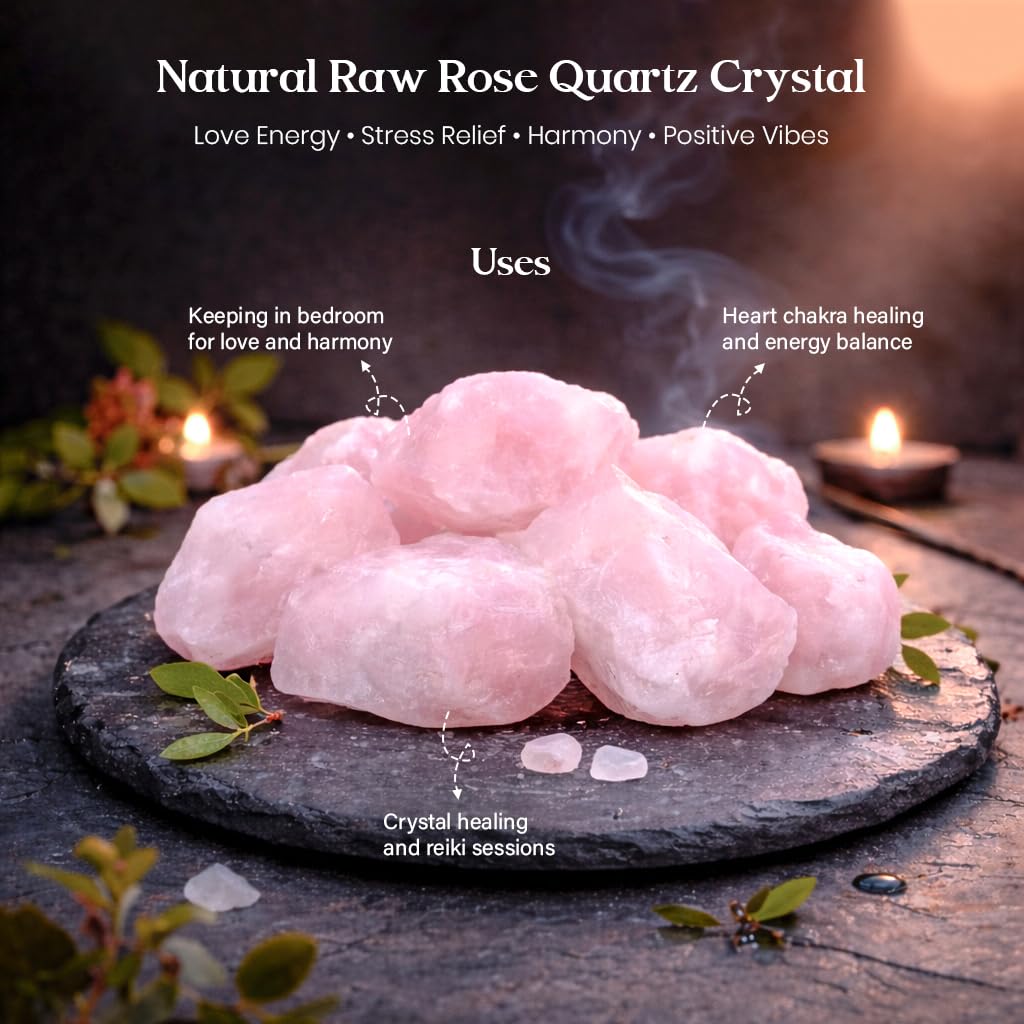 "300+ Carats, 1 Pc Rose Quartz Rock Rough Stone 4050 mm Raw Crystals Rock Crystals and Healing Stones Rough Gemstones Rock Collection for Beginners Used as Crystal Therapy, Meditation, Reiki"